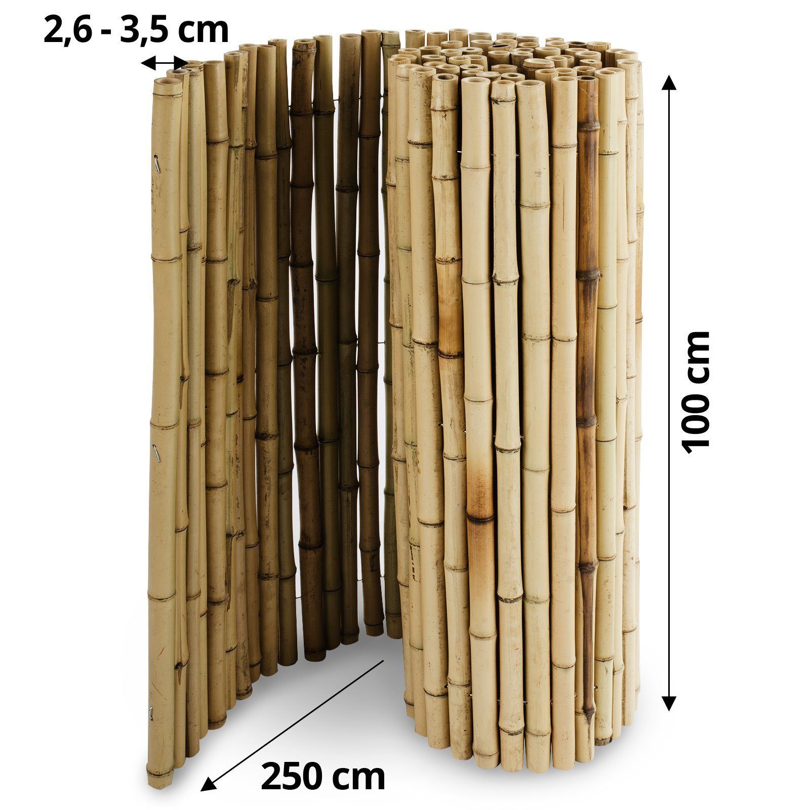 Karat Sichtschutzzaunmatten Bambus-Sichtschutz, verschiedene Farben & Größen, Witterungsbeständig, Aus Bambusrohren