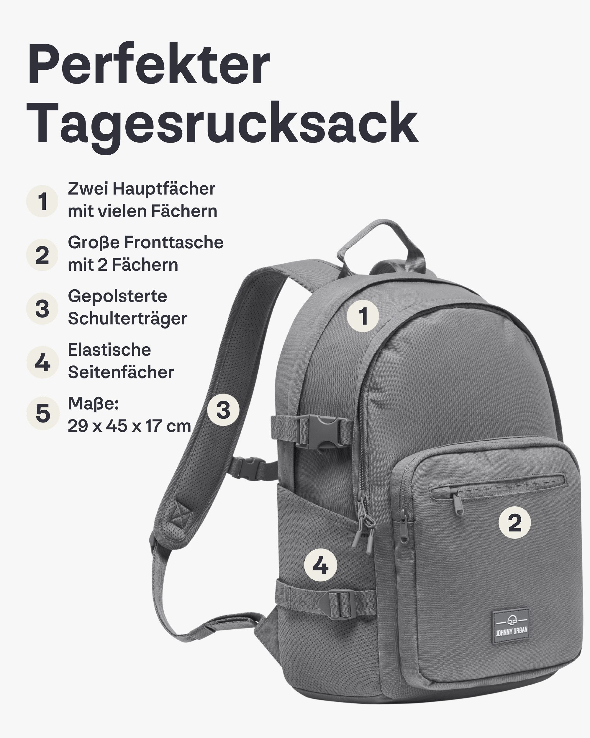 Johnny Urban Schulrucksack Lian Schulrucksack für Mädchen & Jungen (1-tlg), Funktionaler Rucksack für die Schule, Wasserabweisend
