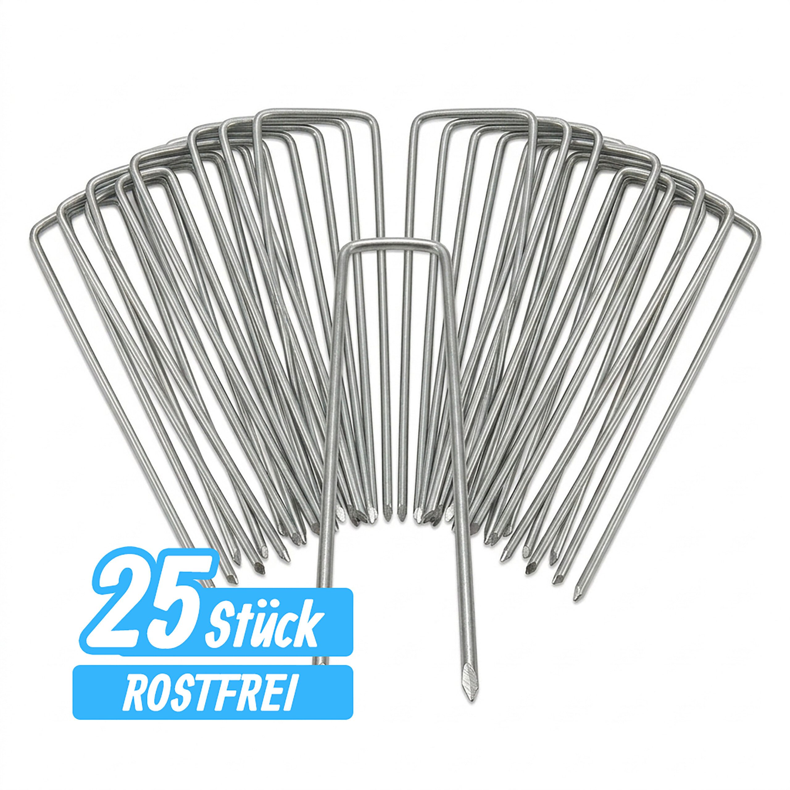 relaxdays Bodenanker Bodenanker verzinkt 25er Set, für Planen, Unkrautvliese, Vogelschutznetze, Schläuche, Kabel und Zelte, Einschlagen, (25-St)