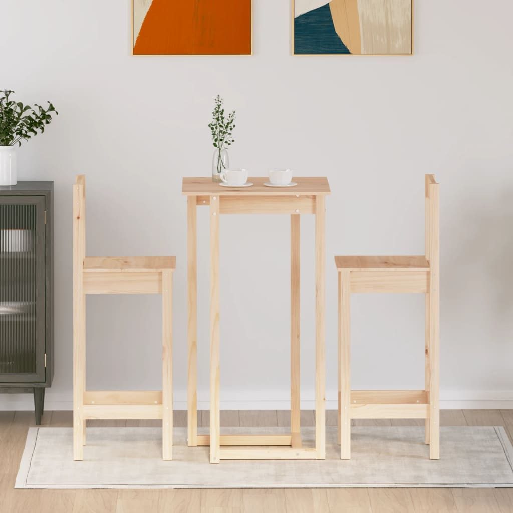 vidaXL Essgruppe 3-tlg. Bar-Set Massivholz Kiefer, günstig online kaufen