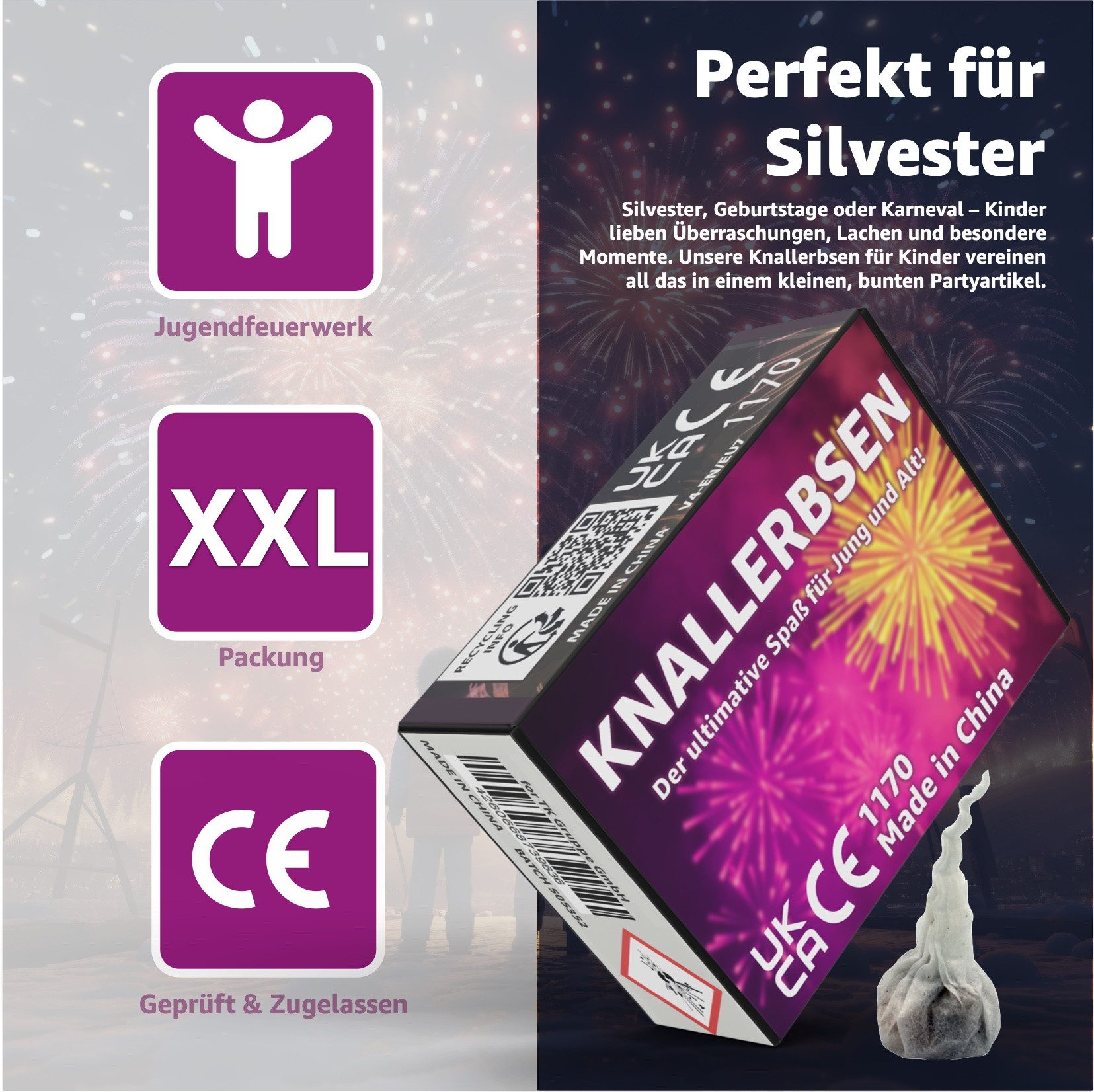 FlameXBurn Geburtstagskerze Knallerbsen Fun Snaps für Jugendfeuerwerk für S günstig online kaufen