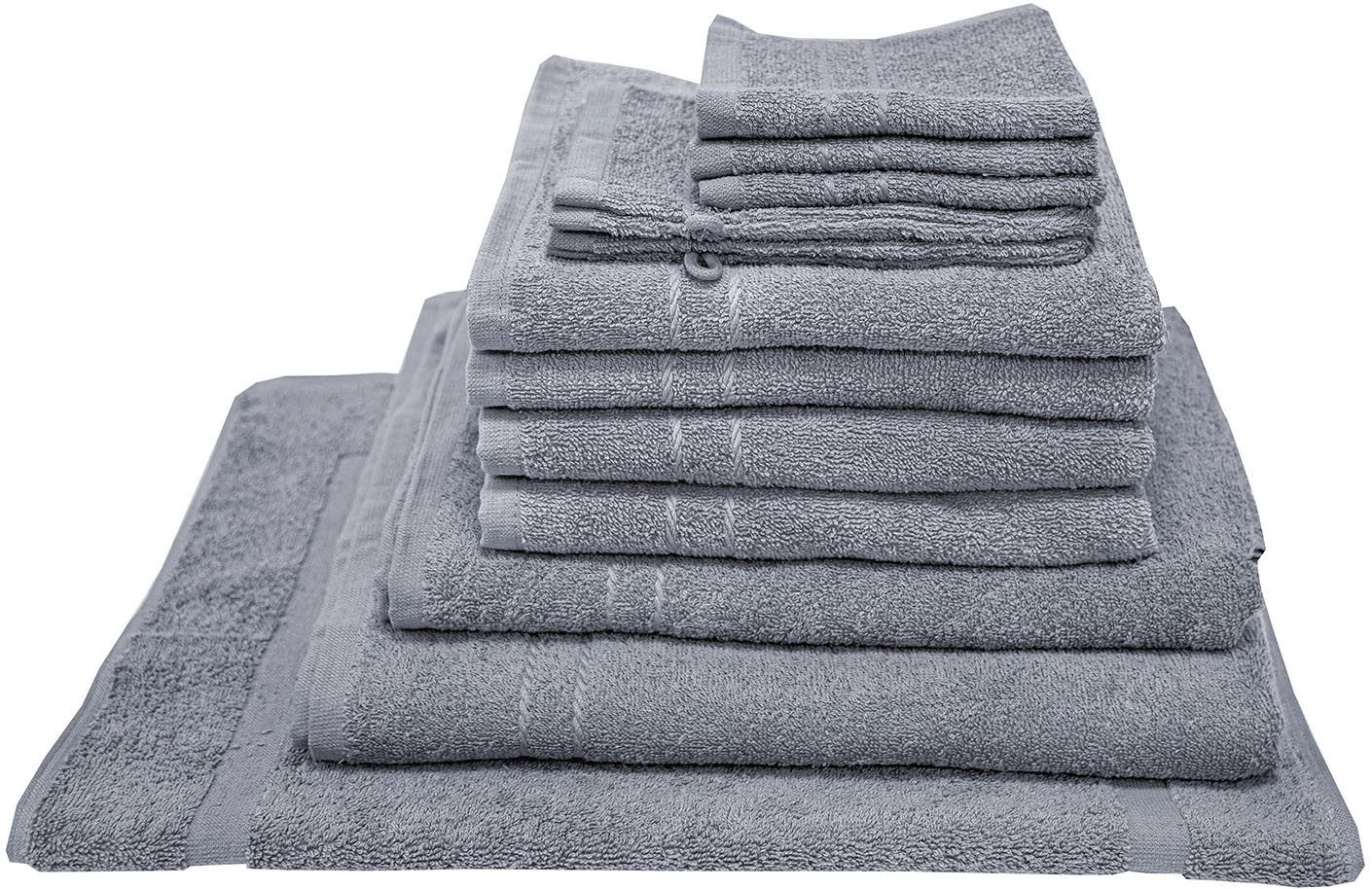 Dyckhoff Handtuch Set Kristall, Frottier (Set, 12-St), Umfangreiches Badezimmer Komplett-Set inklusive Badvorleger