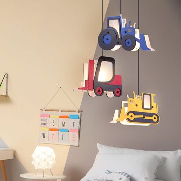 etc-shop LED Pendelleuchte, Leuchtmittel inklusive, Warmweiß, Pendellampe Kinderzimmerleuchte Traktor bunt 3xLED 3000K H 120 cm