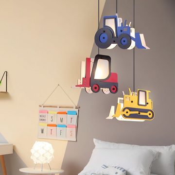 Globo LED Pendelleuchte, Leuchtmittel inklusive, Warmweiß, Pendellampe Kinderzimmerleuchte Traktor bunt 3xLED 3000K H 120 cm