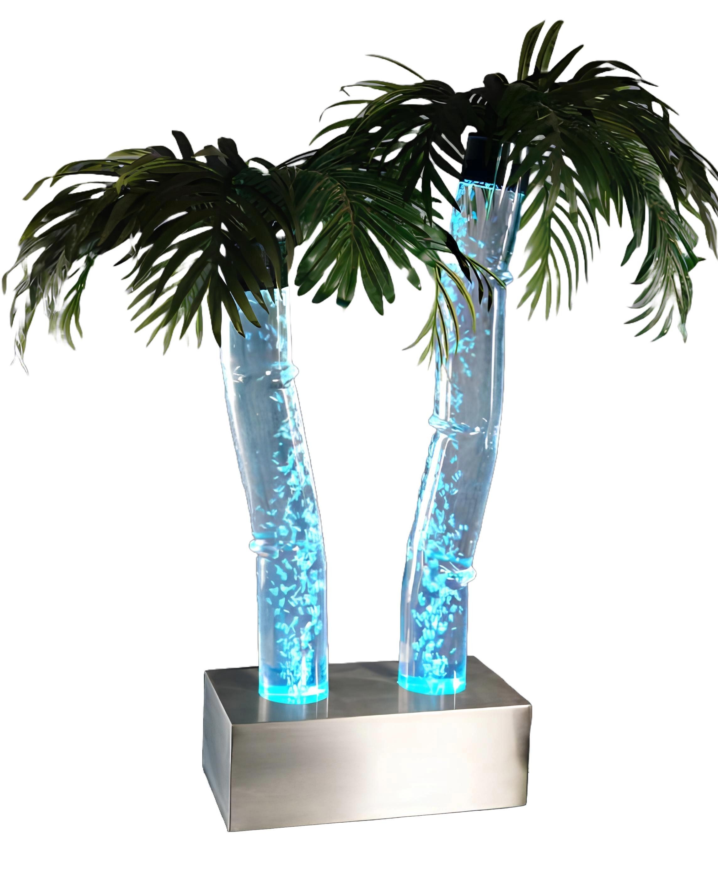 Xlmoebel LED-Dekofigur Künstliche Palmen-Wassersäule mit LED-Beleuchtung und Wasserspiel (Wassersäule), Hergestellt in Europa