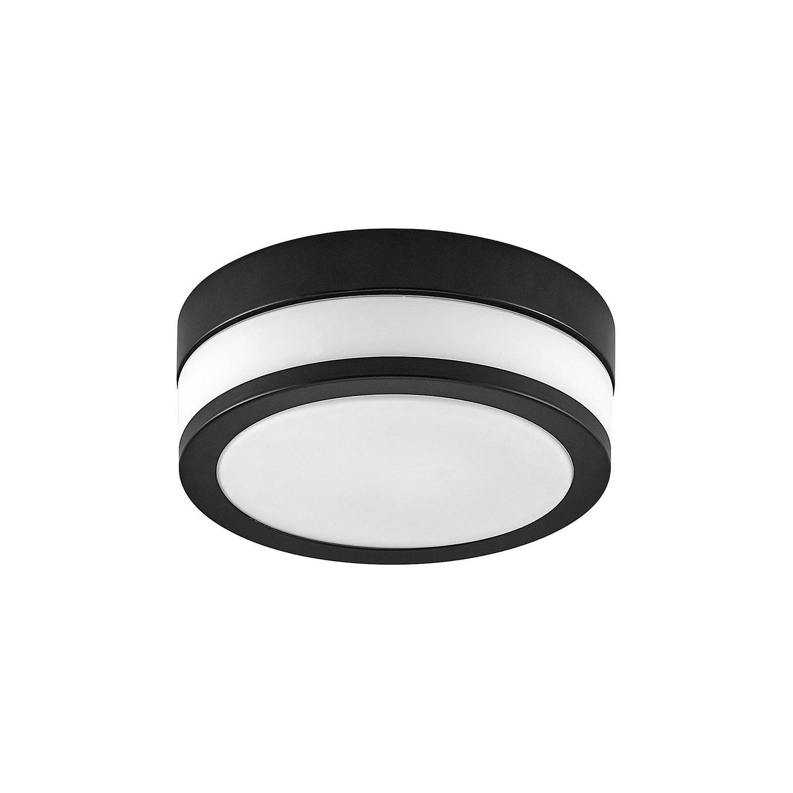 Lindby Deckenleuchten Flavi, dimmbar, Leuchtmittel nicht inklusive, Modern, Glas, Metall, opalweiß, Schwarz matt, 2 flammig, E27, Bad