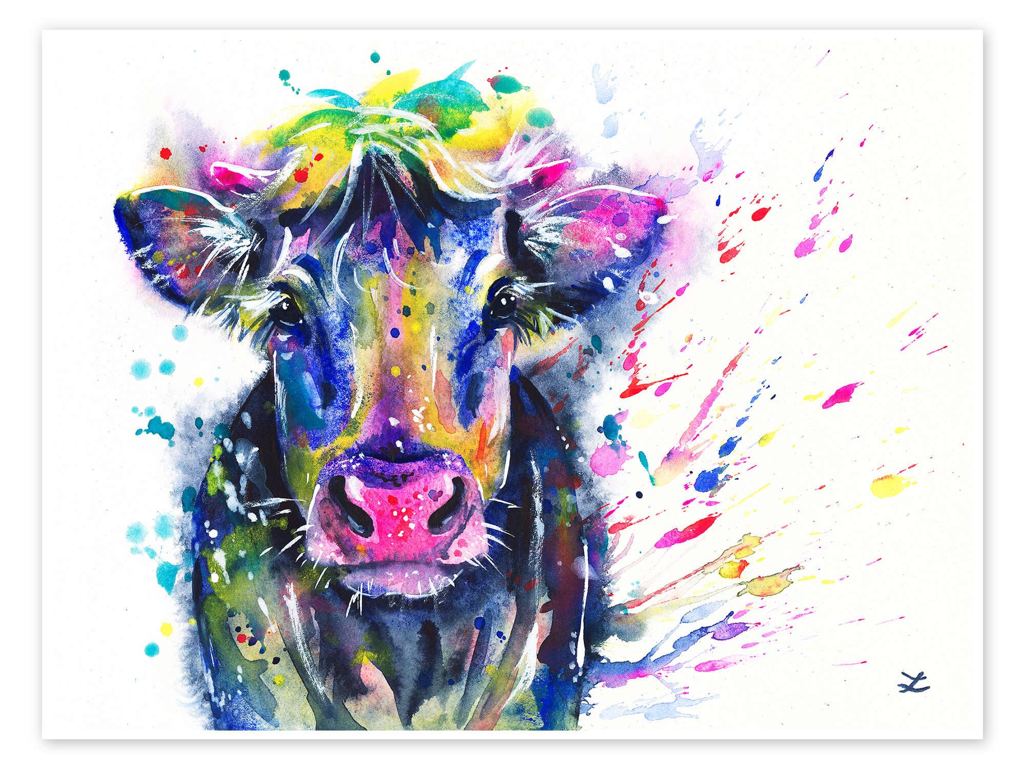 Posterlounge Wandbild Ausgefallene Kuh, Zaira Dzhaubaeva, erhältlich als Poster, Leinwandbild, Wandsticker oder Acrylglasbild