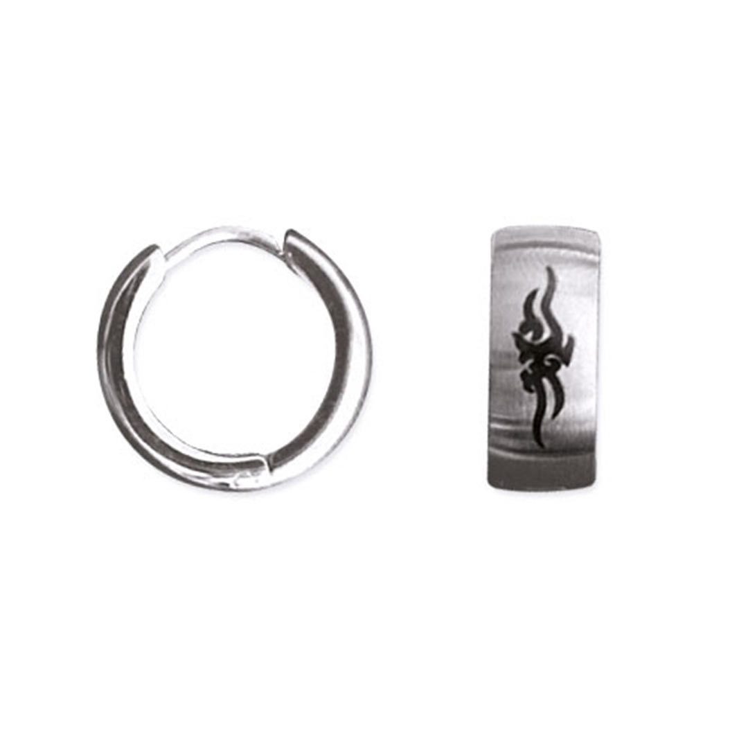 Valentinstagsgeschenk etNox Klappcreolen Creolen Tribal: Klappcreolen Ohrringe aus Edelstahl, silberfarben