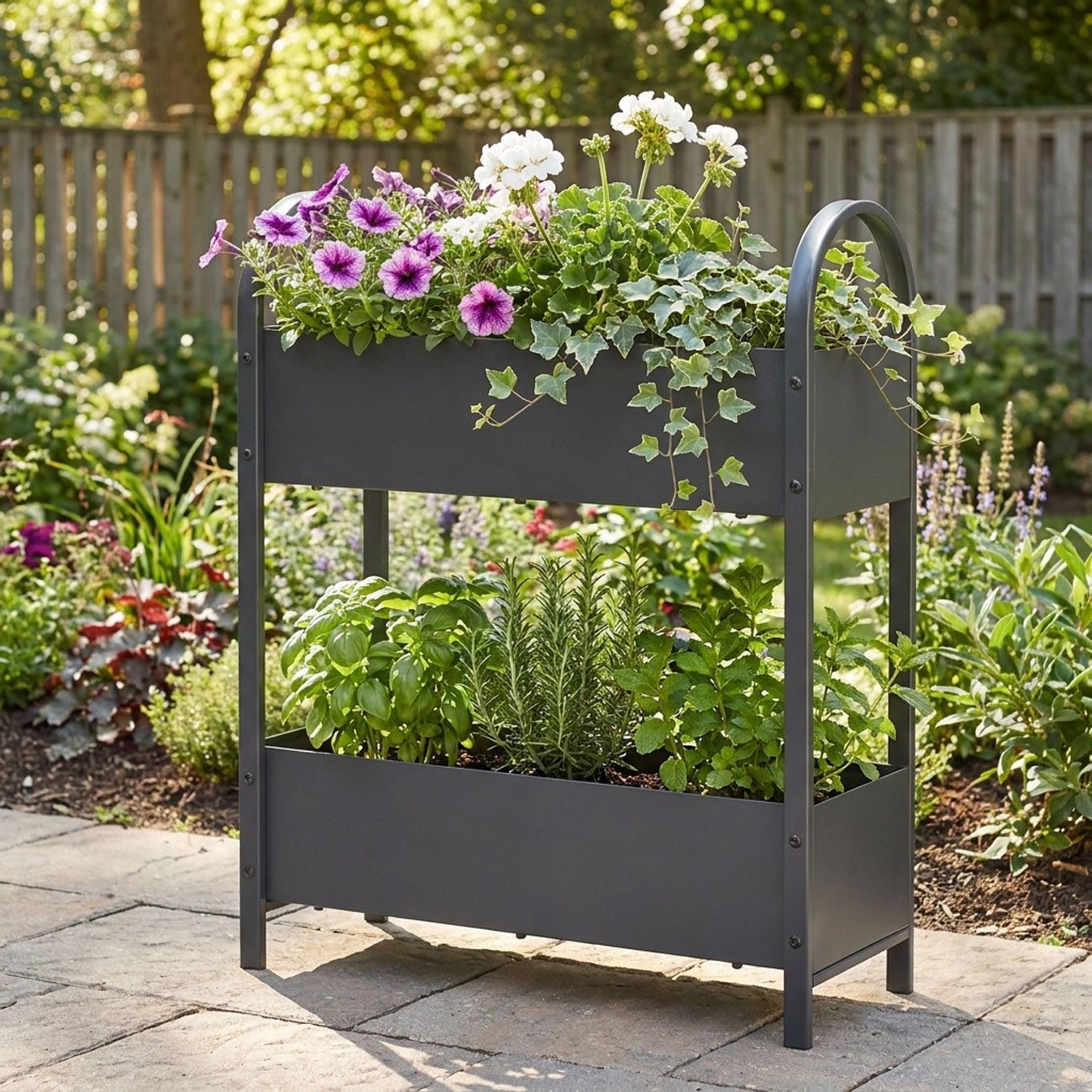 Progarden Blumenständer Pflanzgefäß Metall 60x22,5x75 cm, Blumenständer, Anthrazit, aus robustem Stahl für innen & außen, Rechteckig