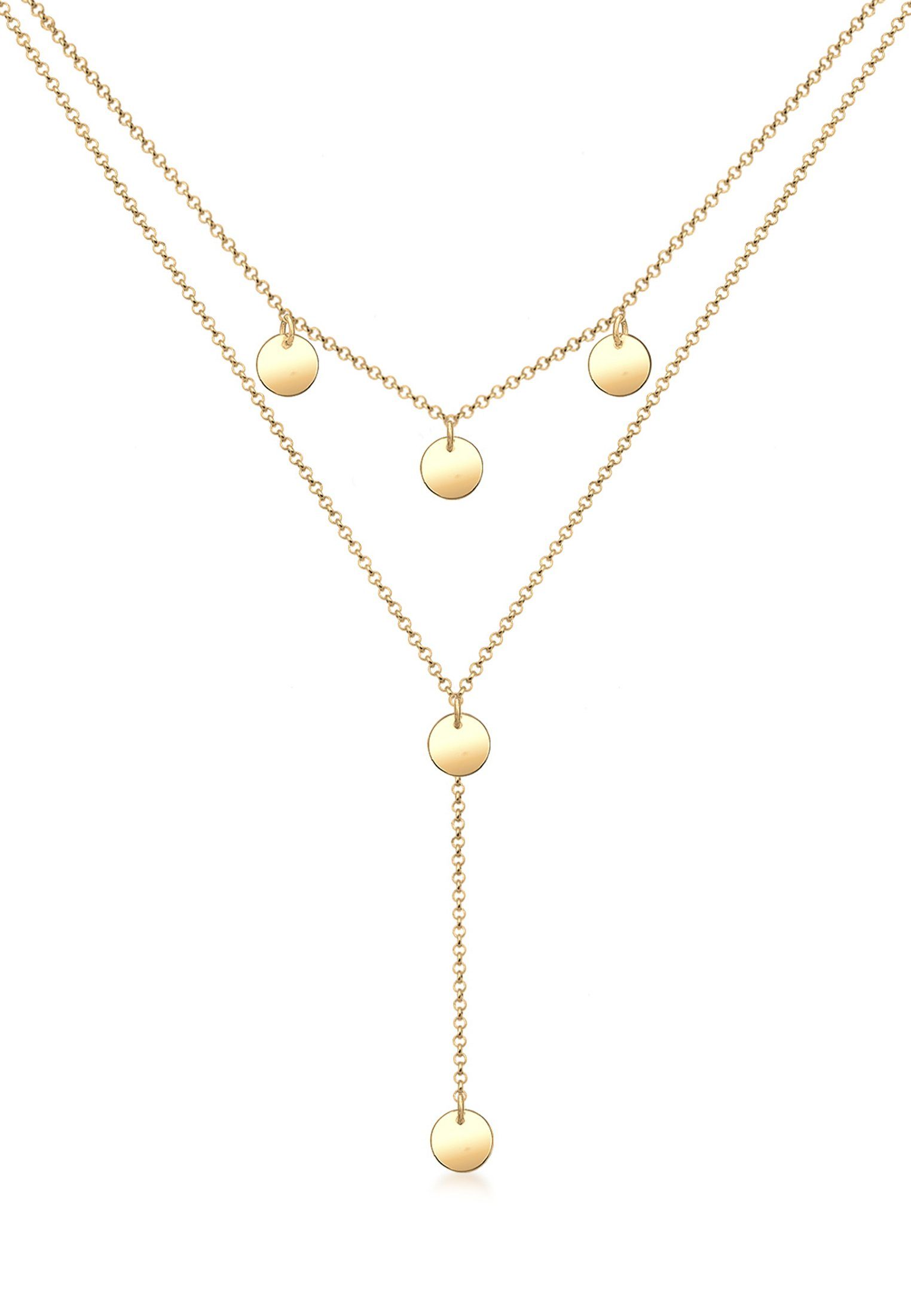 Kette ohne Anhänger Y-Kette Geo Layer Kreis Plättchen 925 Silber