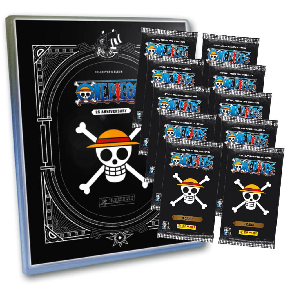 Panini Sammelkarte One Piece Karten - Anniversary Sammelkarten (2025), - 1 Mappe + 10 Booster