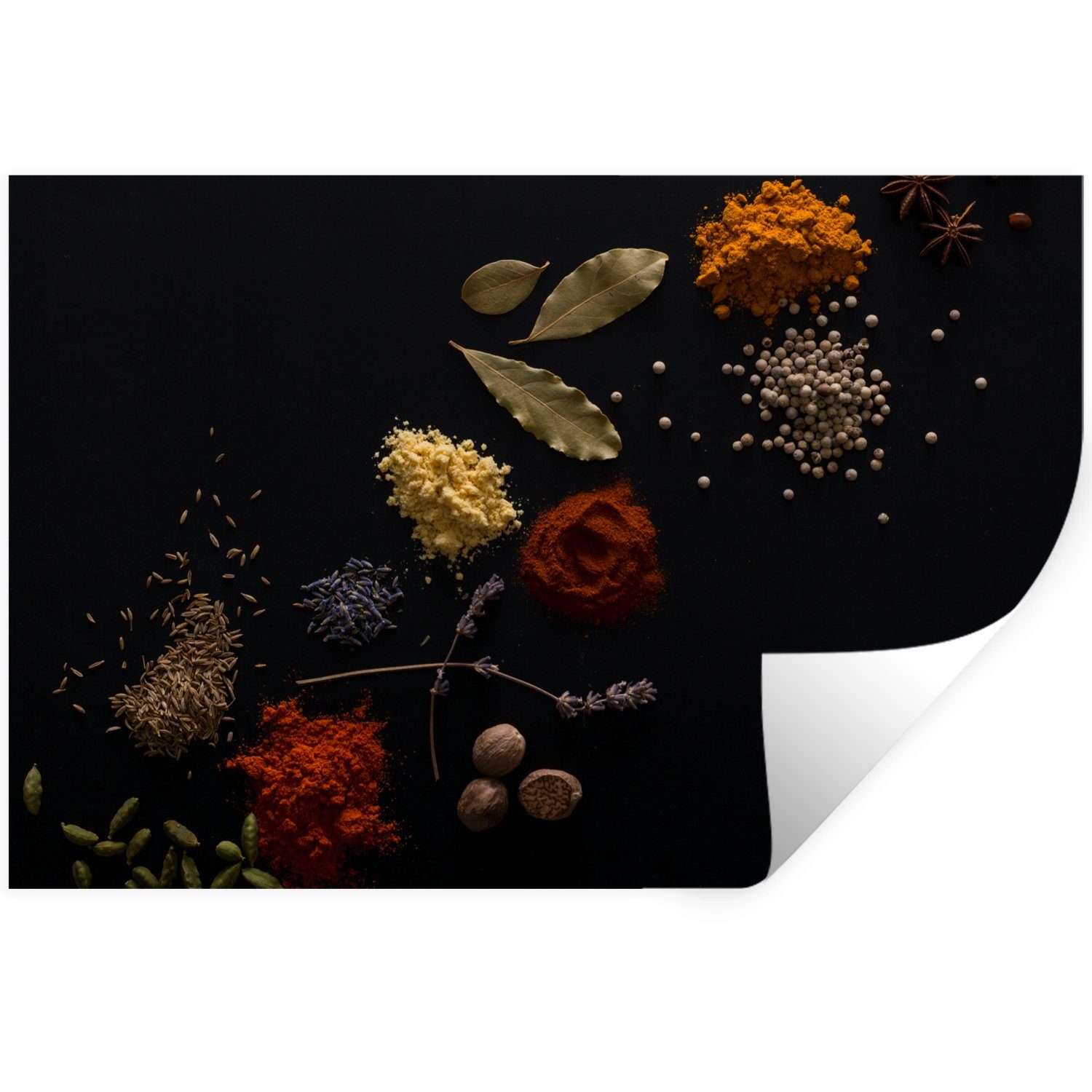 MuchoWow Wandsticker Kräuter - Schwarz - Gewürze - Küche - Kochen (1 St), W günstig online kaufen