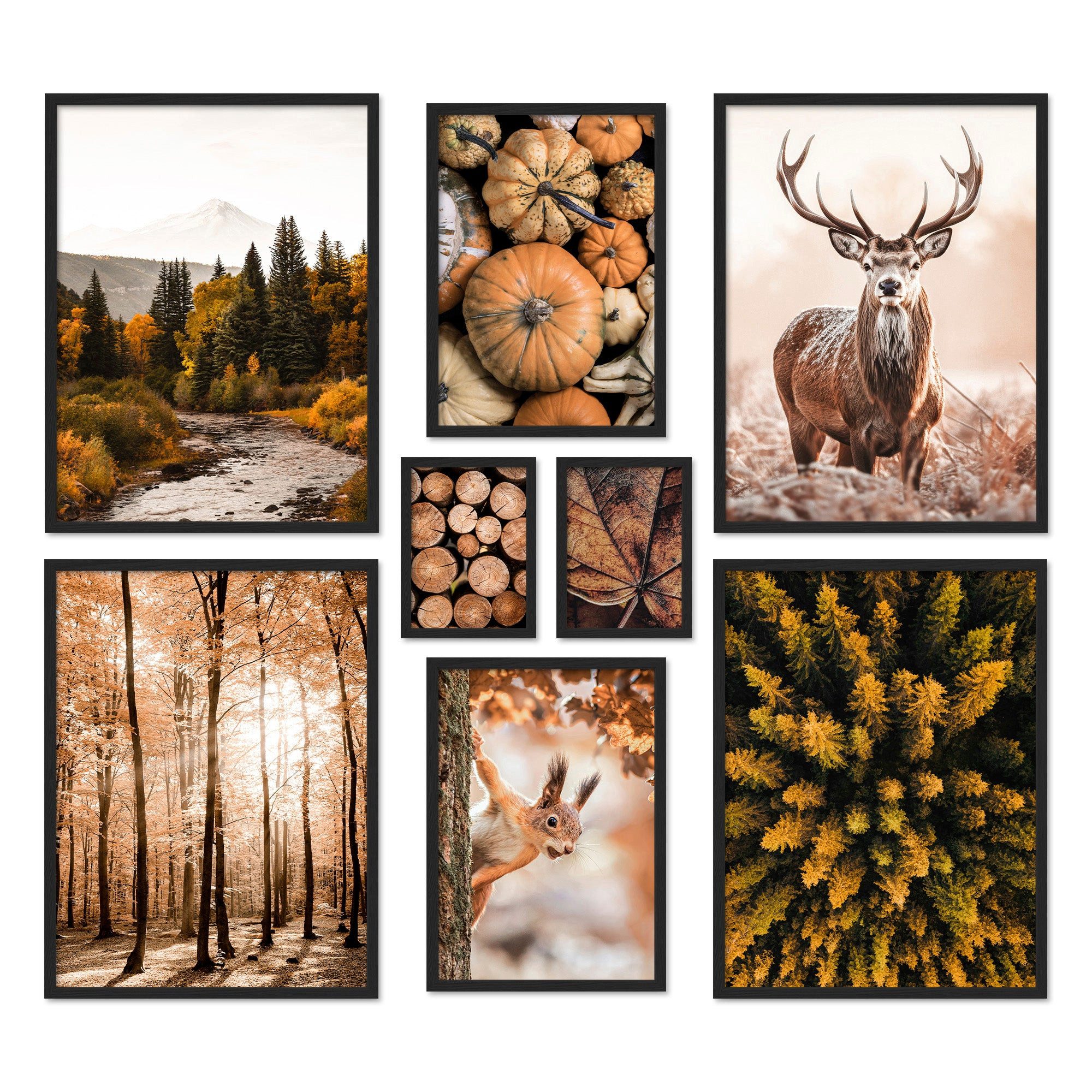 ARTFAVES Bilder-Collage Poster Set Autumn Forest I mehrteilige Bilderwand I Wandbilder Herbst, (Wandbilder modern, 8 St)