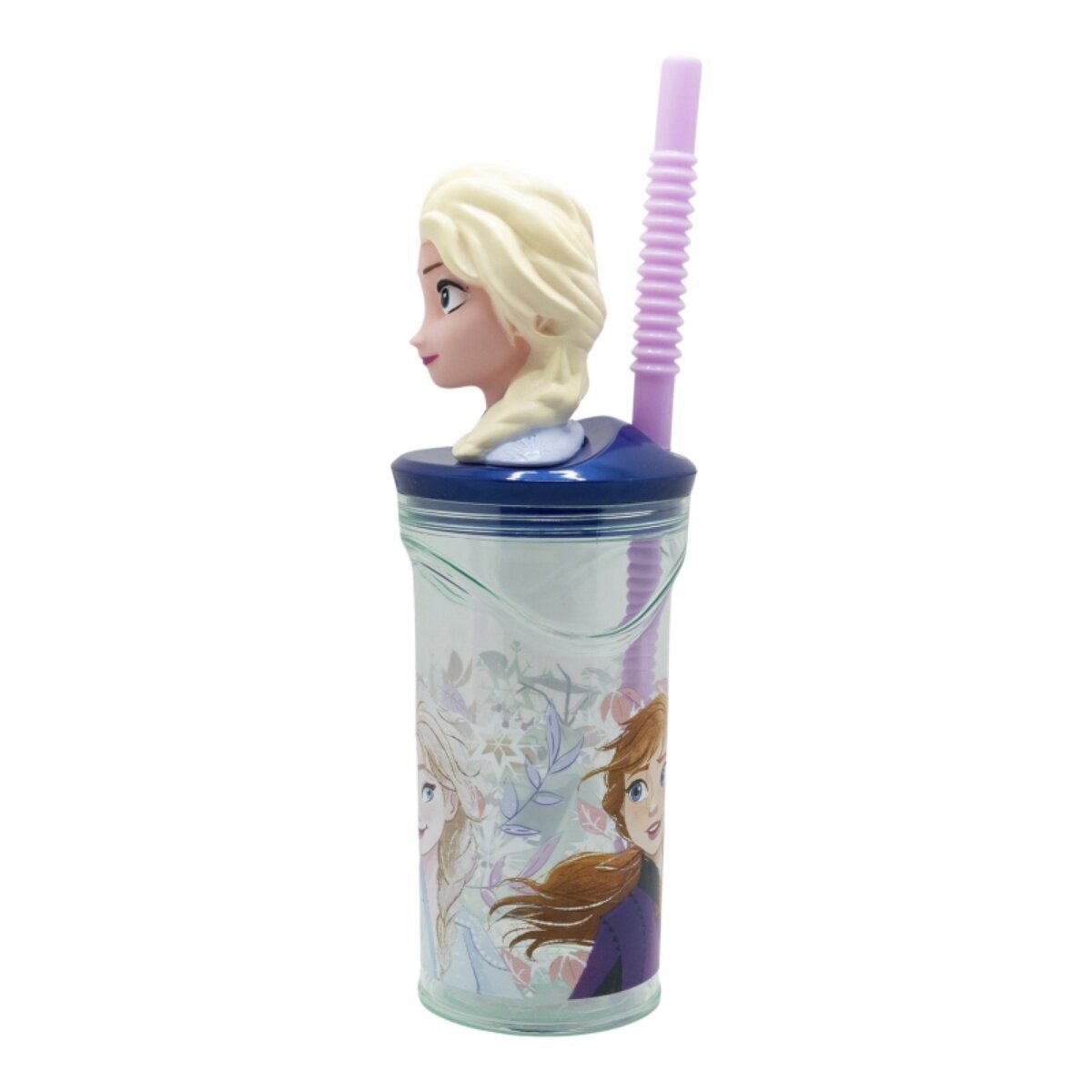Disney Trinkflasche Disney Frozen Becher 3D Kindertrinkbecher 360ml mit Strohhalm