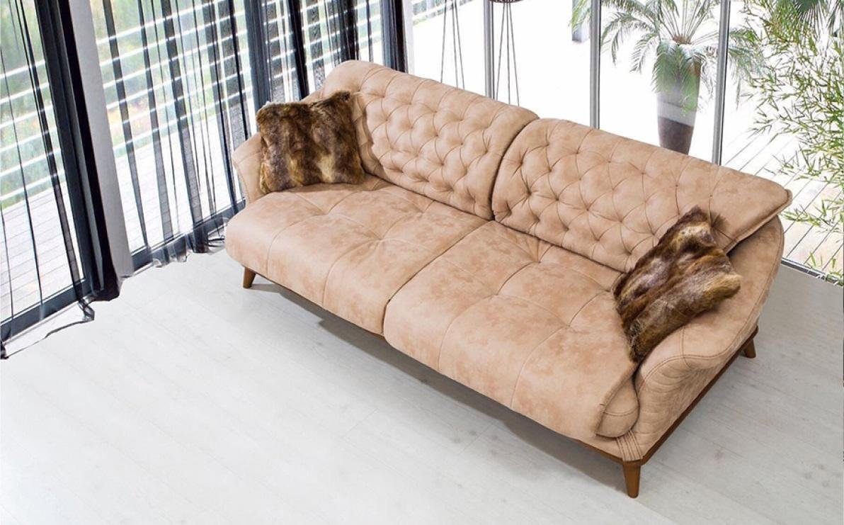 JVmoebel 3-Sitzer Beige Couch Sofa Wohnzimmer Couchen Polster Möbel Dreisitzer, 1 Teile, Made in Europa