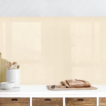 Bilderdepot24 Küchenrückwand beige dekor einfarbig Wandpaneel Crème Wandverkleidung Küche, (1-tlg., Nischenrückwand - für Fliesenspiegel ohne Bohren - matt), Spritzschutz Rückwand Küche Herd - Folie selbstklebend versch. Größen