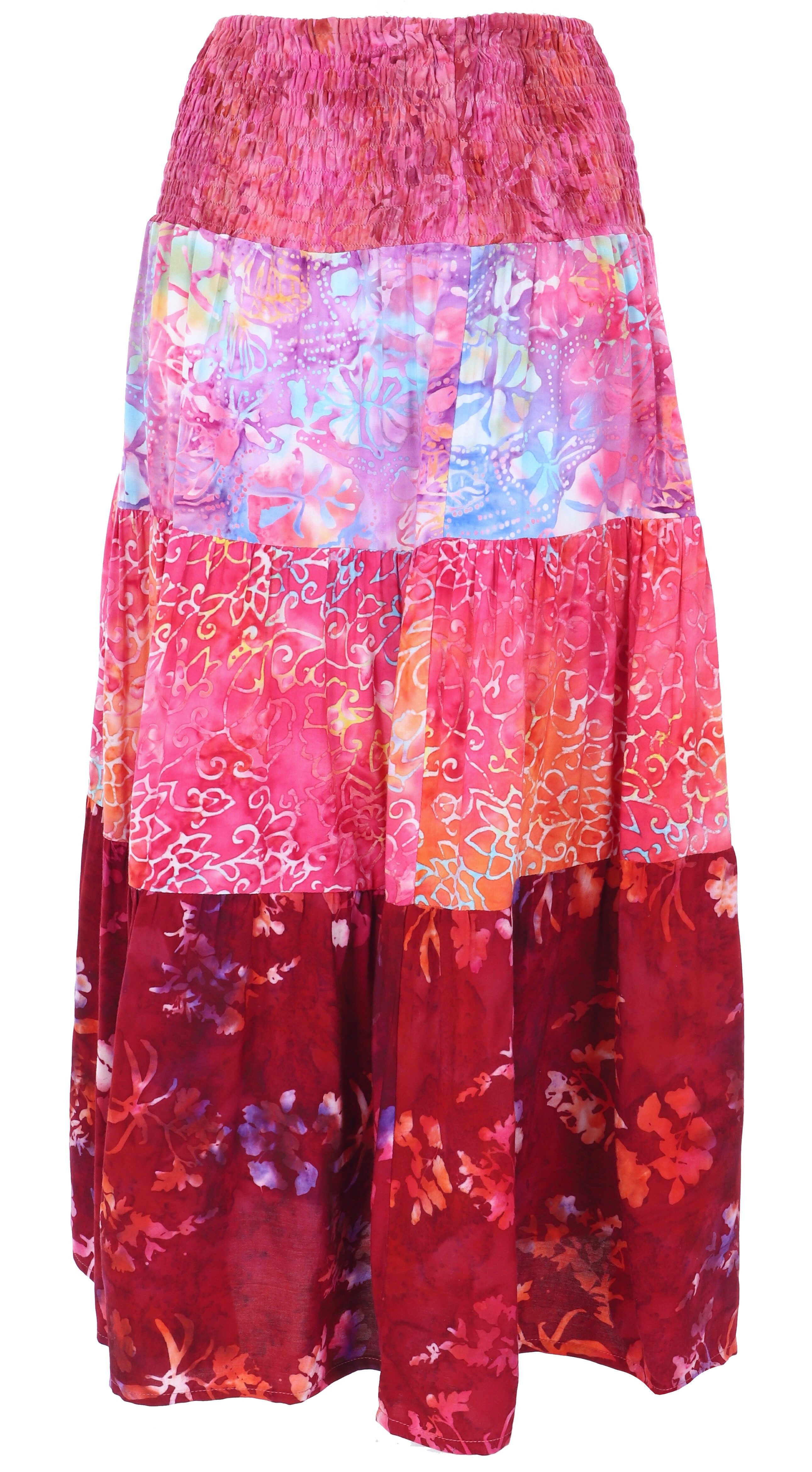 Guru-Shop Minirock Weit schwingender Patchworkrock, Midirock, Boho.. alternative Bekleidung