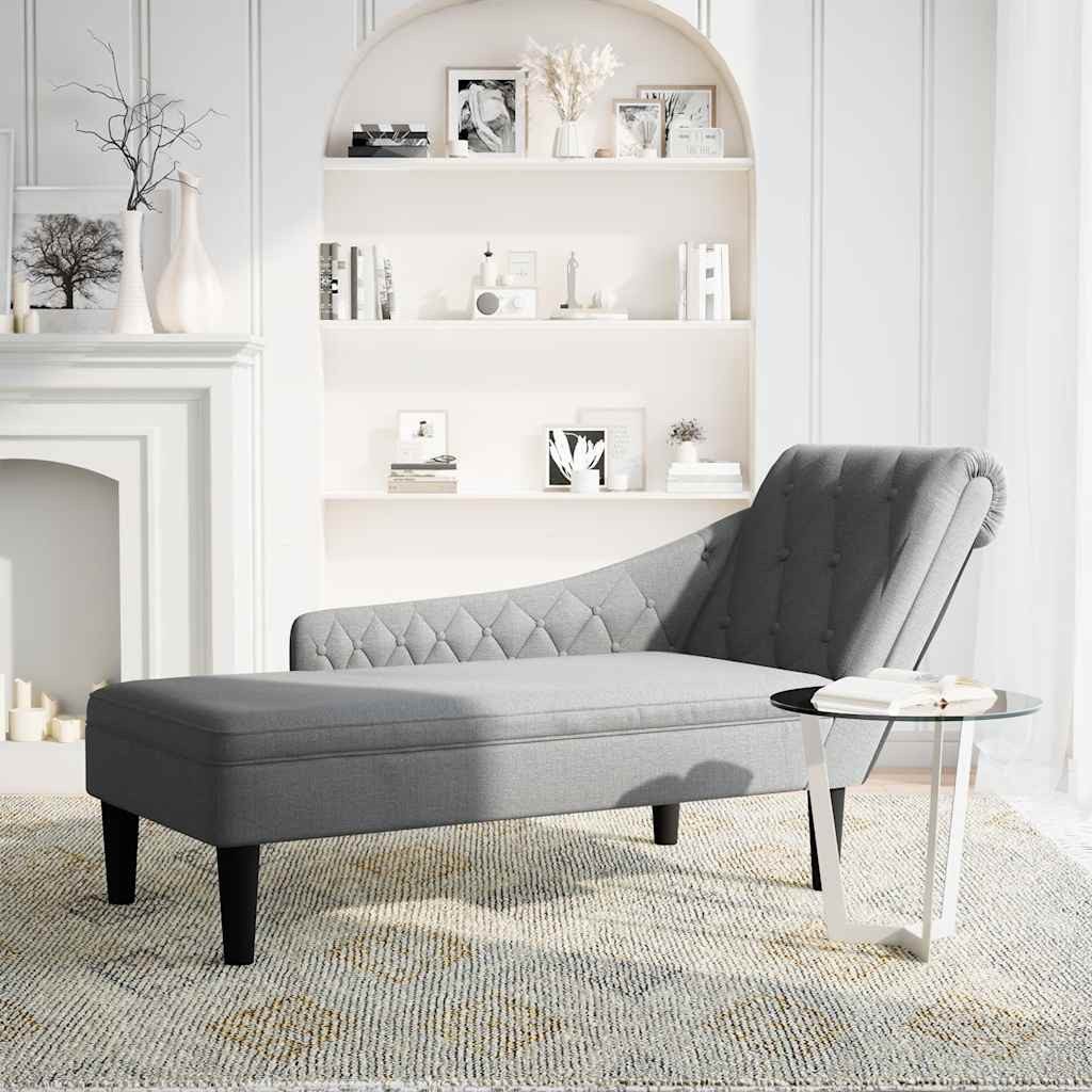 vidaXL Chaiselongue Chaiselongue mit Kissen und Rechter Armlehne Hellgrau Stoff, 1 Teile – Bild 2 von 5