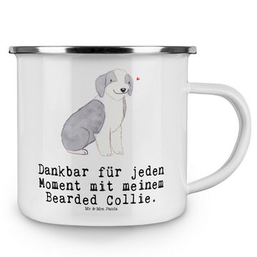 Mr. & Mrs. Panda Becher Bearded Collie Moment - Weiß - Geschenk, Welpe, Schenken, Camping Tas, Emaille, Korrosionsbeständig