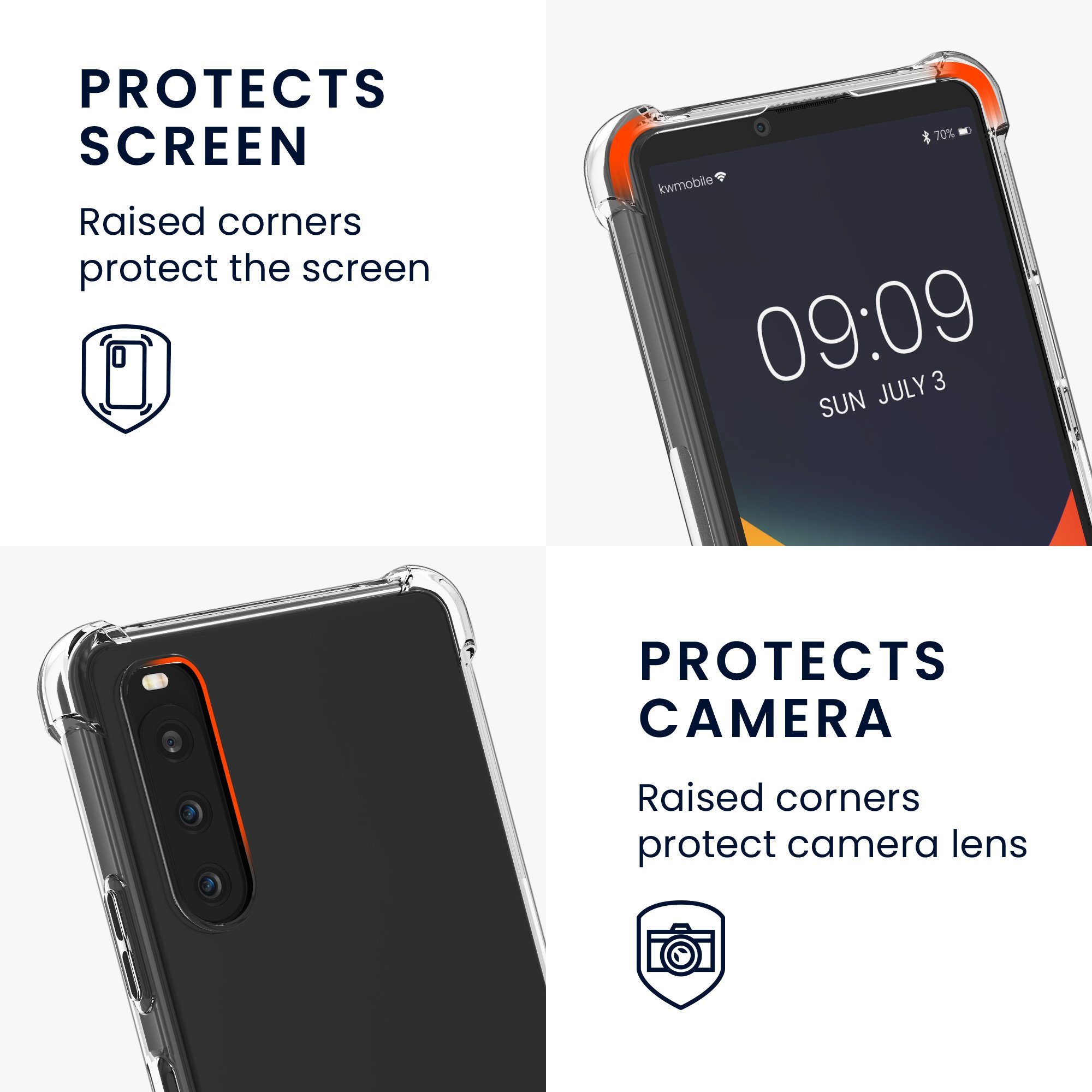 kwmobile Etui Necklace Case für Sony Xperia 10 V, Hülle Silikon mit Handykette - Band Handyhülle