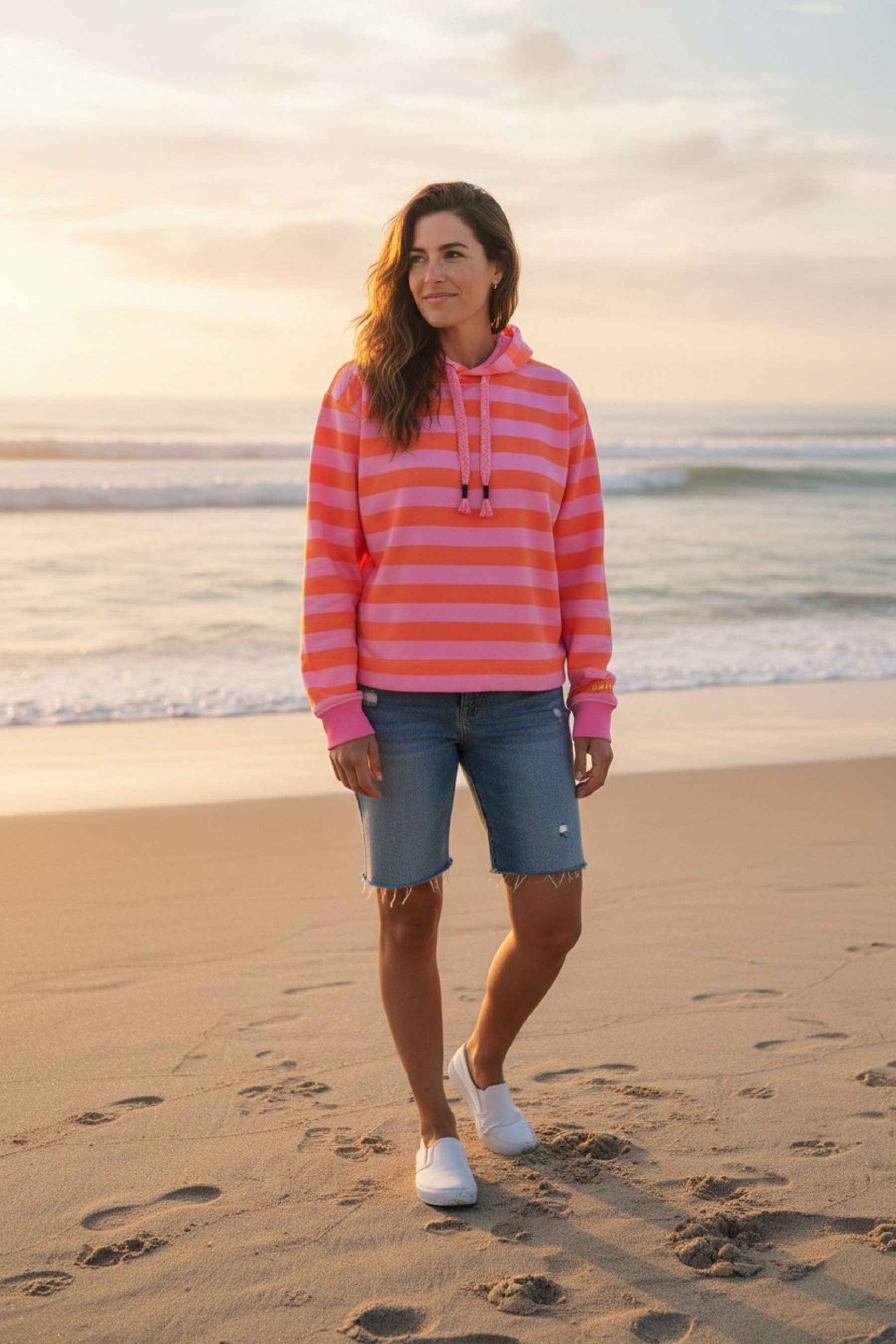 salzhaut Hoodie ADEBAAR Damen normale Passform Damen Kapuzenpullover– lässig, frisch und nordisch charmant!