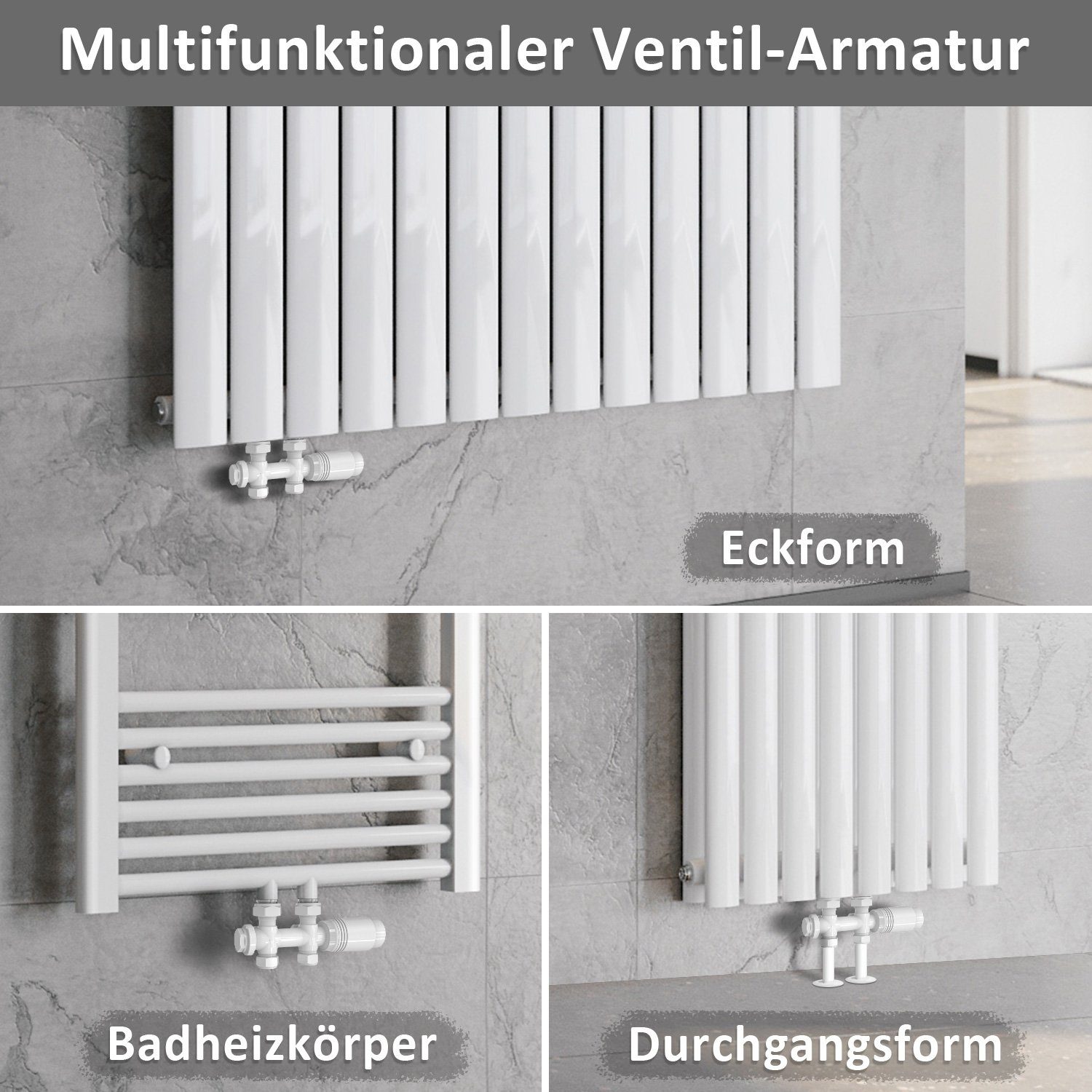 ELEGANT Heizkörperthermostat Multiblock Set für Heizkörper 50mm G 1/2", mit Thermostatkopf, 50mm G 1/2" – Bild 5 von 5