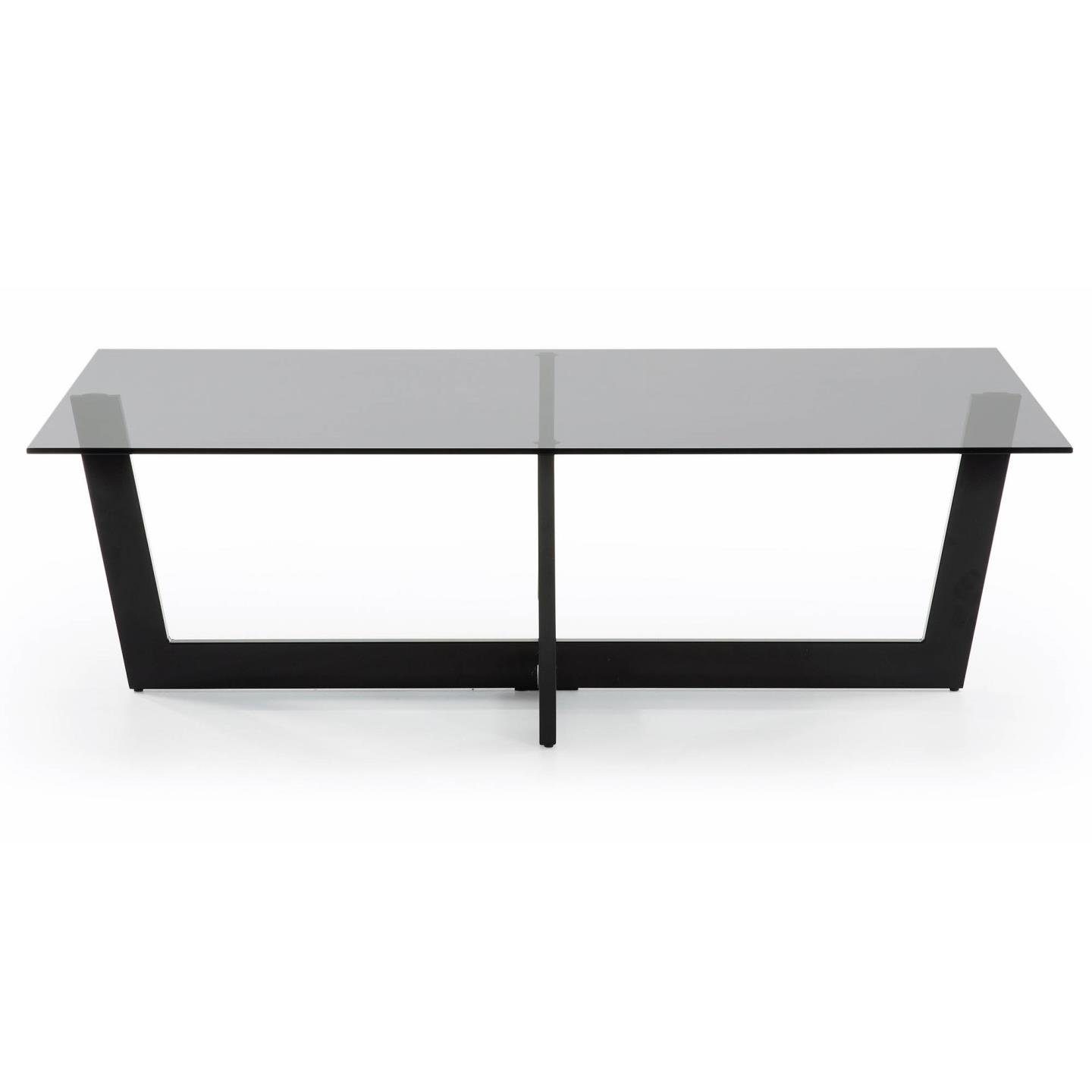 Plam Glas Couchtisch Stahlstruktur Tisch schwarz Natur24 Beistelltisch 120x70cm