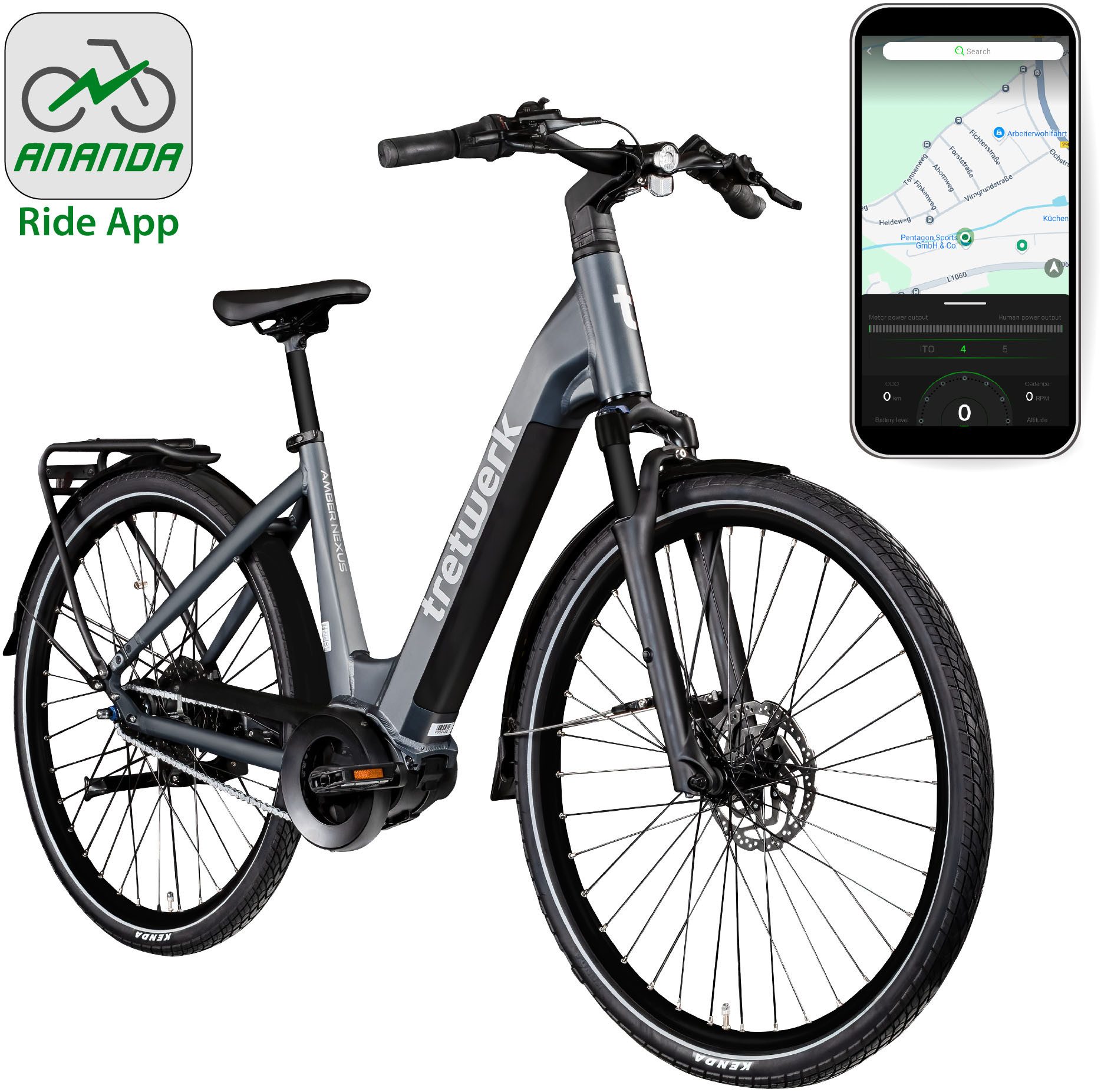 Tretwerk E-Bike Cityrad Amber Nexus, 8 Gang, Nabenschaltung, Mittelmotor, 550 Wh, Tretwerk Amber Nexus E Bike Damen 28 Zoll Elektrofahrrad 155 - 185cm