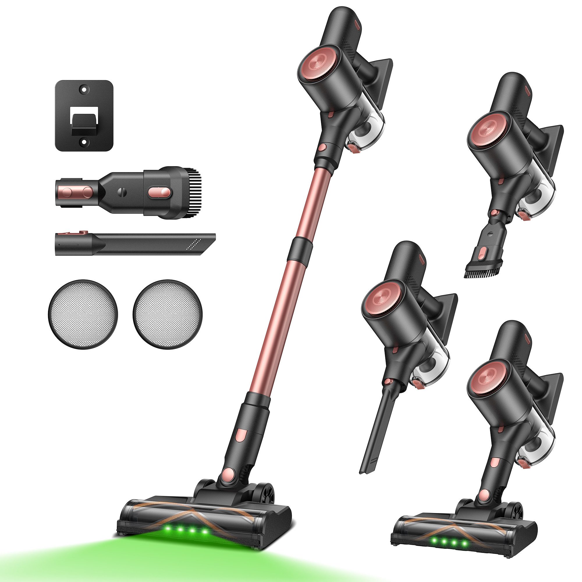 Vactidy Akku-Hand-und Stielstaubsauger Akku-Hand-und Stielstaubsauger V10 Pro, Akkustaubsauger,45Min,50KPa, 400 W, beutellos, Staubsauger Kabellos 50000Pa, 5 in 1 Akku Staubsauger, 45Min