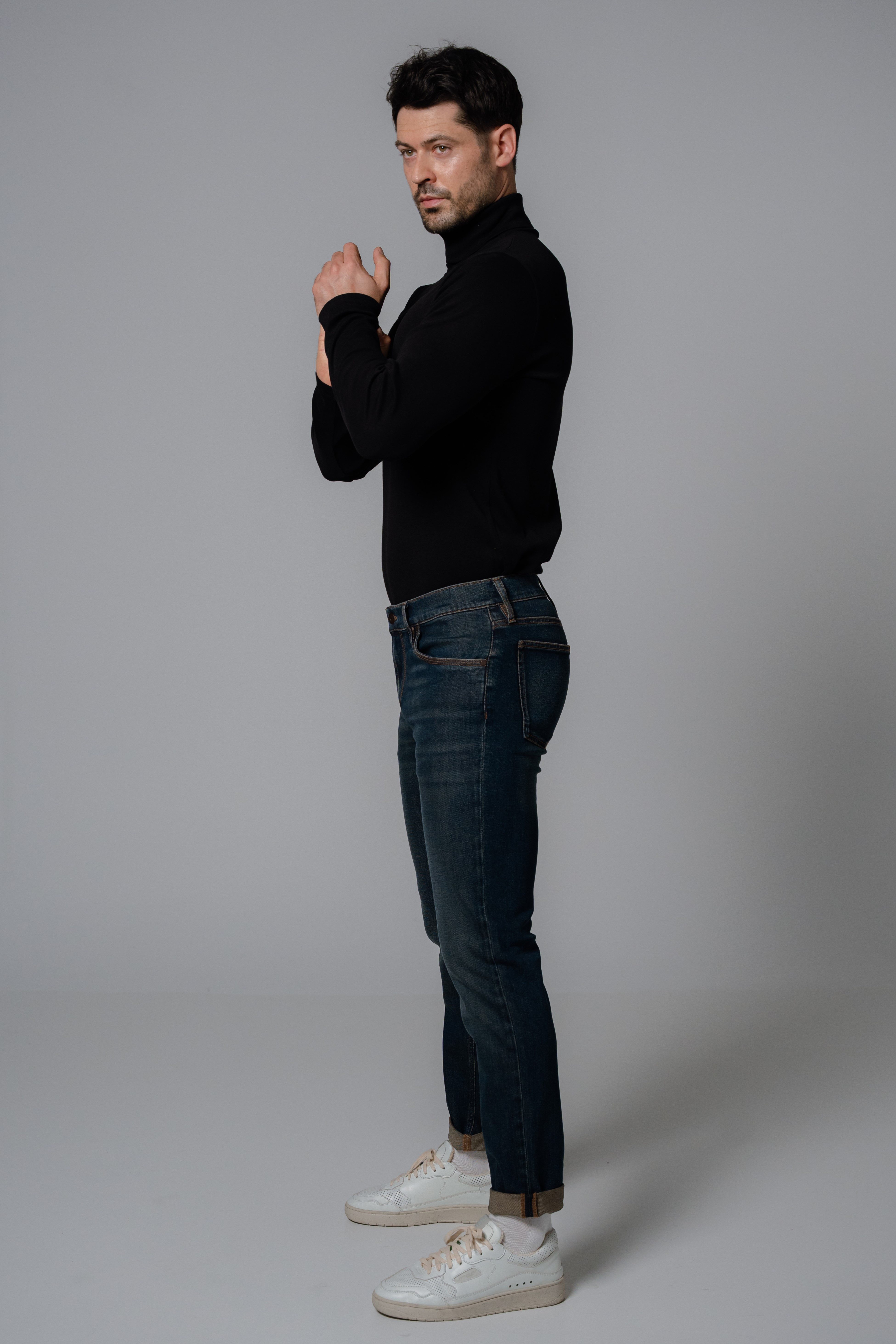 Feuervogl Slim-fit-Jeans fv-Fi:nn Slim Fit, Medium Waist, Dirty Green 5-Pocket-Style