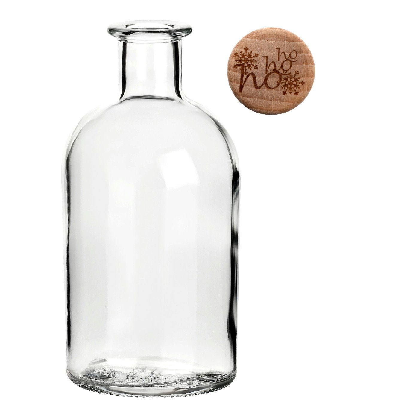 gouveo Korken Ho “Weihnachten” Trinkflasche - Apotheker Ho Ho mit 12x Glasflasche Holzgriffkorken, ml 250