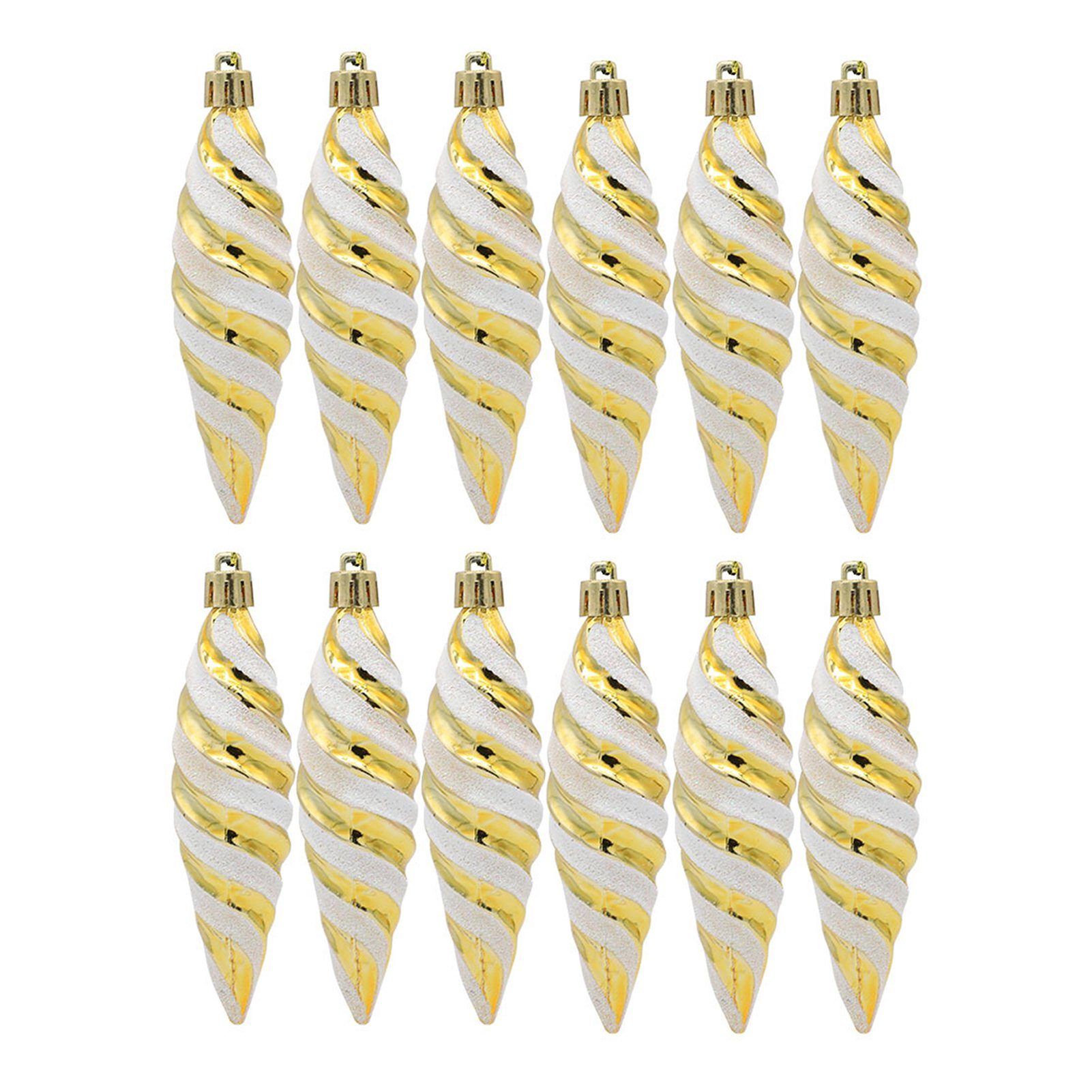 Leuchtende Rutaqian Gold Dekohänger (Bemalte 12 Stück Spiralfaden Weihnachtsbaum-Anhänger Schlüsselbändern Spiralanhänger Spitzer Farben) Hängedekoration mit