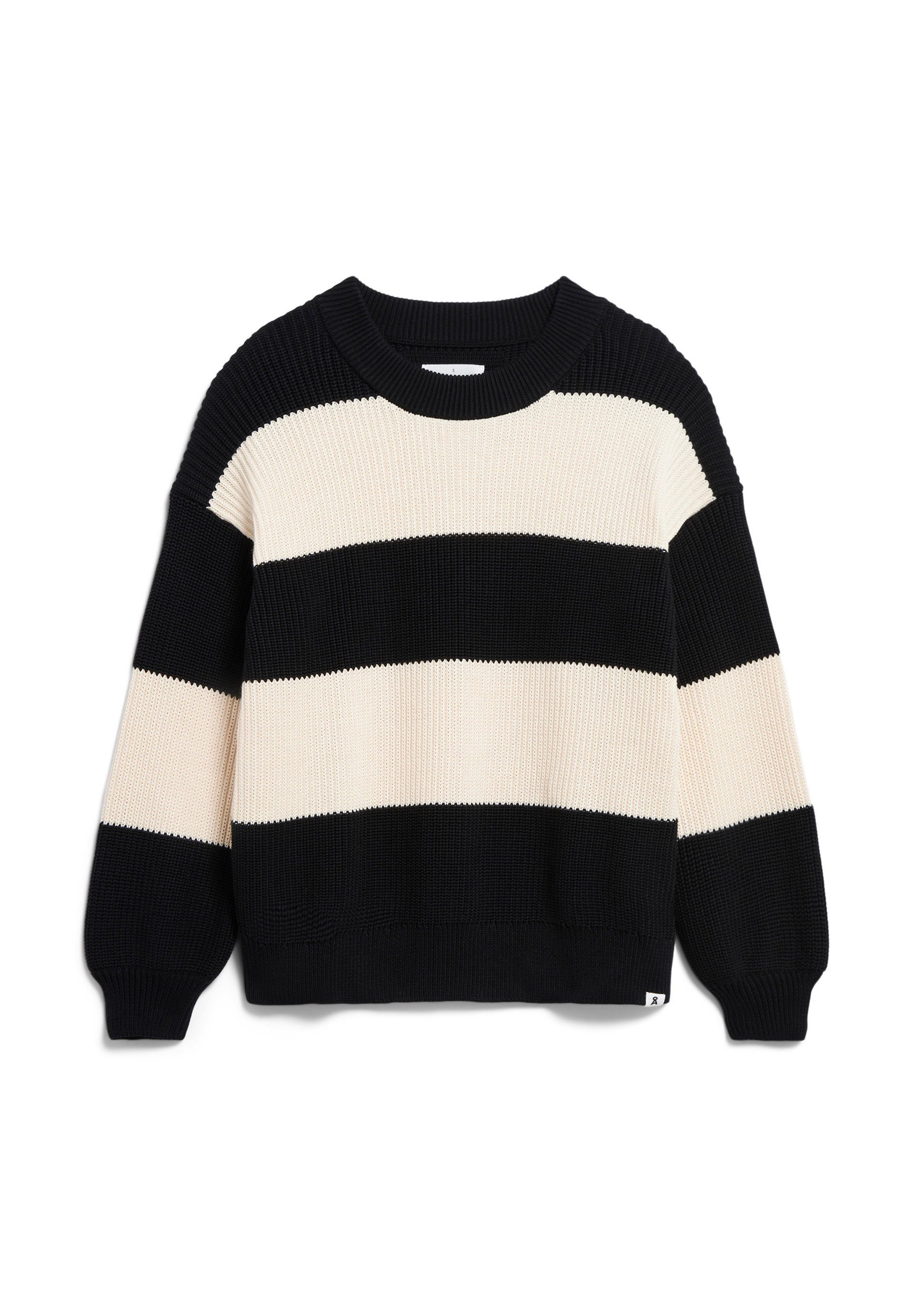 BLOCKSTRIPES Damen Strickpullover Armedangels black-oatmilk HAAYLE (1-tlg)