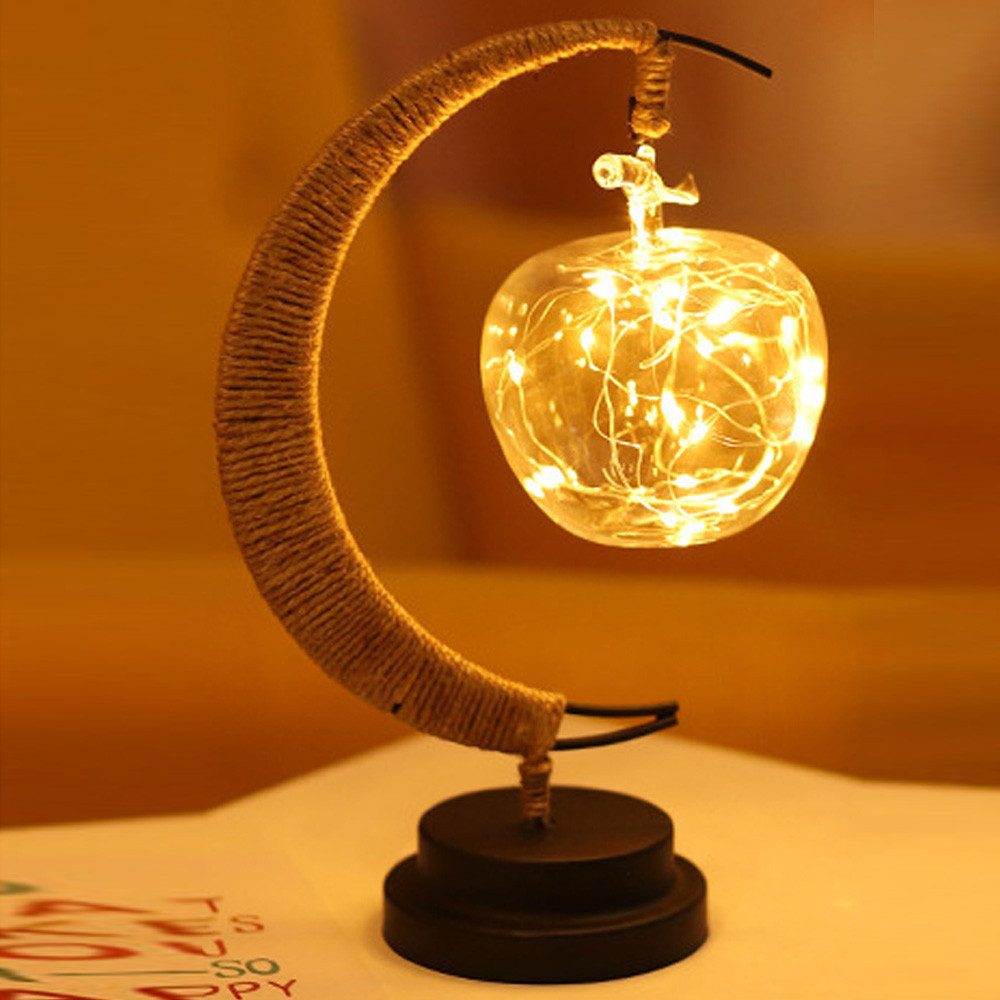 Rosnek LED Nachtlicht LED Dekolicht, Glas Apfel Dekolicht, mit Led Kupferdraht, batteriebetrieben, Blau, Warmes Weiß, Lila, Mehrfarbig, für Haus Weihnachten Ramadan