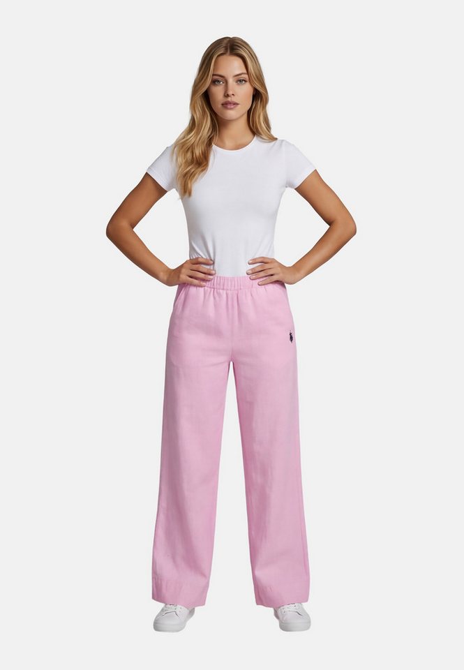 U.S. Polo Assn. Leinenhose USMoolly Damen - Sommerhose luftig mit elastischem Bund Leichte Hose aus Leinenmix mit Taschen und Komfortbund