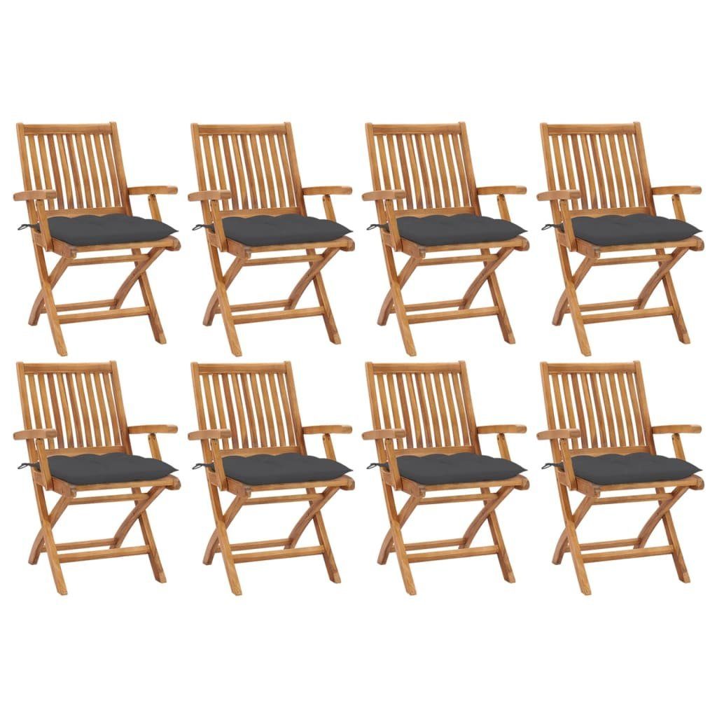 furnicato Gartenstuhl Klappbare Gartenstühle mit Kissen 8 Stk. Massivholz Teak | Stühle