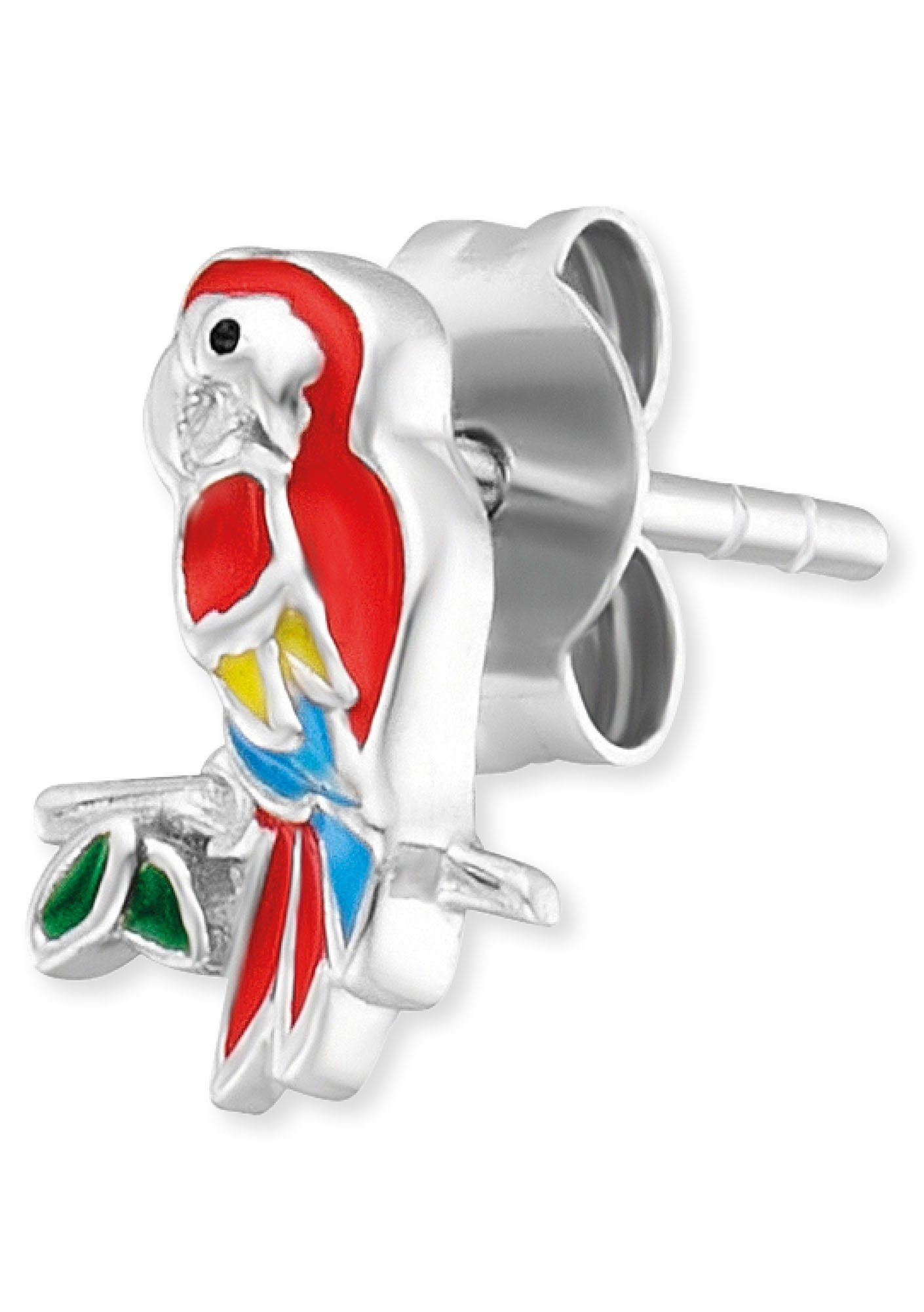 Paar Papagei, HEE-PARROT, Ohrstecker Emaille Herzengel mit