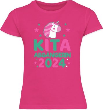 Shirtracer T-Shirt Kita Abgängerin 2024 rosa/türkis Einhorn Sterne Einschulung Mädchen