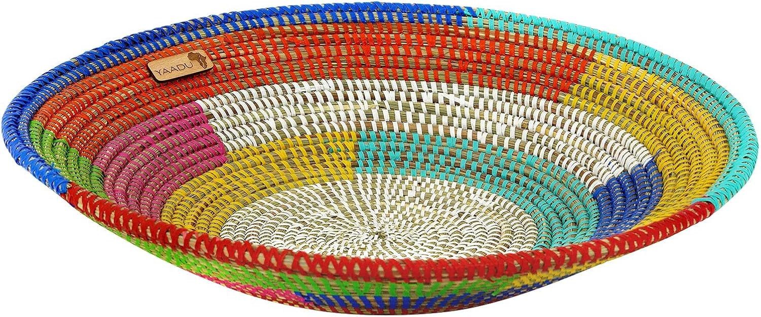 YAADU Obstschale mit 40cm Durchmesser, Geflochtene Große runde Schale, Jede Schale ein handgefertigtes Unikat