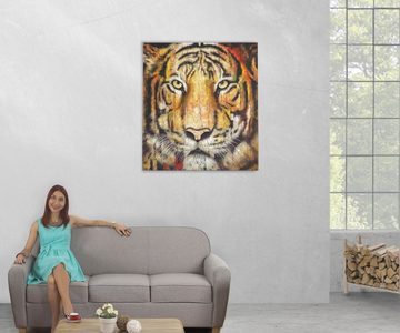 MCW Ölgemälde Wandbild Tiger, Tiger, Handgemalt, Hohe Qualität, Jedes Bild ein Unikat, Ölfarben