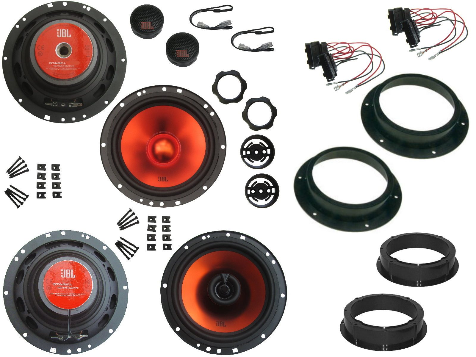 DSX JBL Lautsprecher für VW Golf 5 1Km Bj 03-12 Tür vorne hinten 1040 W Auto-Lautsprecher (130 W)