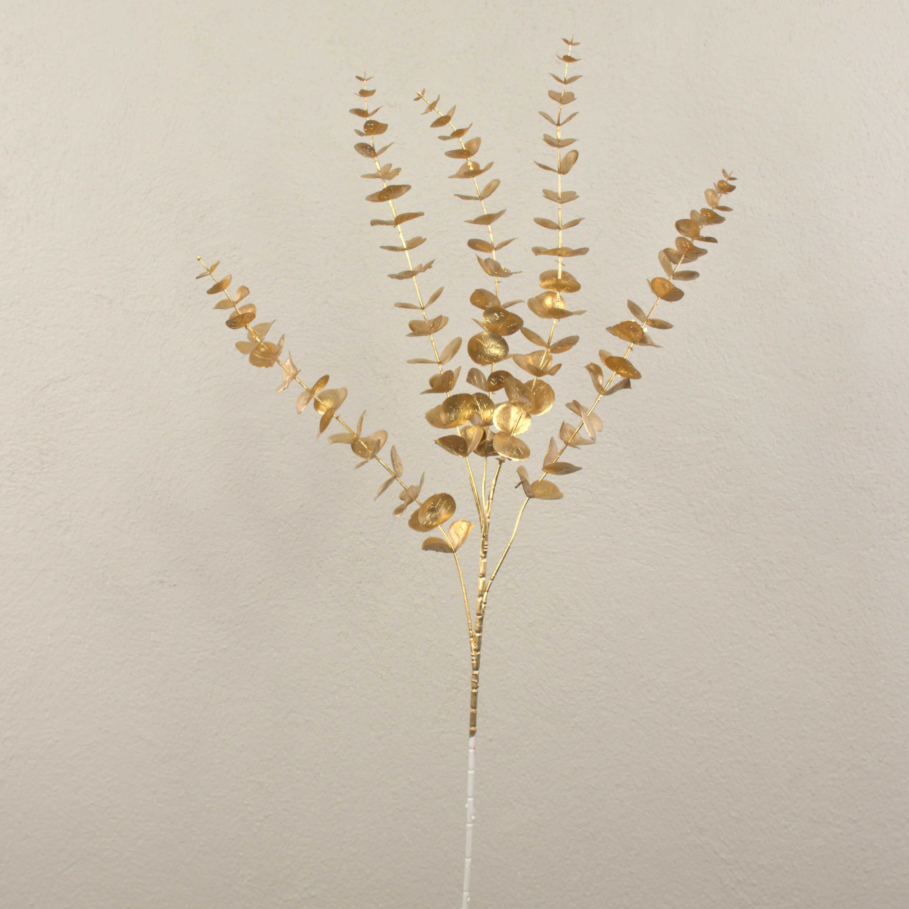 Kunstzweig Kunststoff Eukalyptuszweig DORTJE, Gold, 85cm Eukalyptus, artplants, Höhe 85.0 cm – Bild 5 von 5
