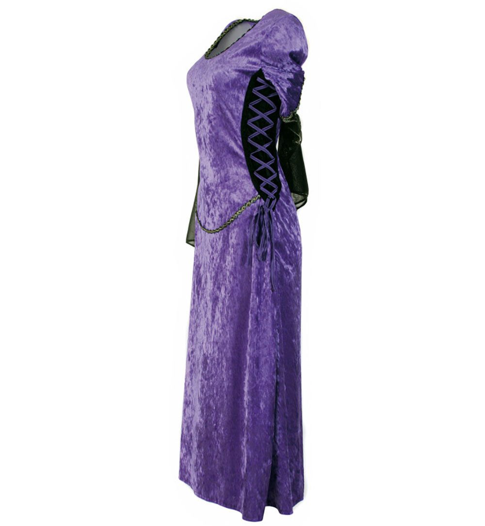 Fries Vampir-Kostüm Damen Gothic Vampirin Kostüm Kleid Purpur Karneval Halloween