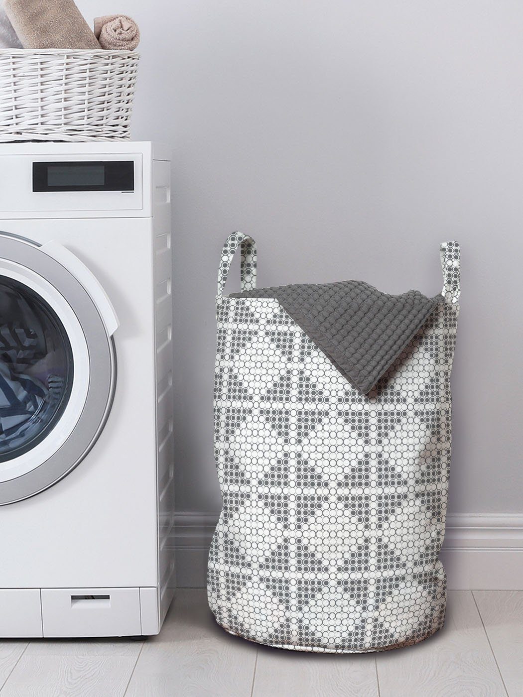 Abakuhaus Wäschesäckchen Wäschekorb mit Griffen Abstrakt Design-Formate Kordelzugverschluss Geometric Waschsalons, für