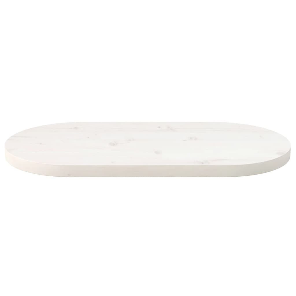 vidaXL Tischplatte Tischplatte Weiß 80x40x2,5 cm Massivholz Kiefer Oval (1 St)