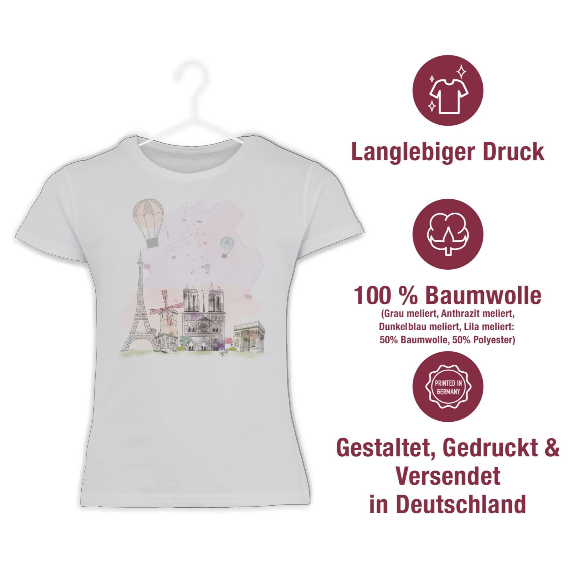 Shirtracer T-Shirt Paris Eiffelturm Notre-Dame Kinder Länder Wappen