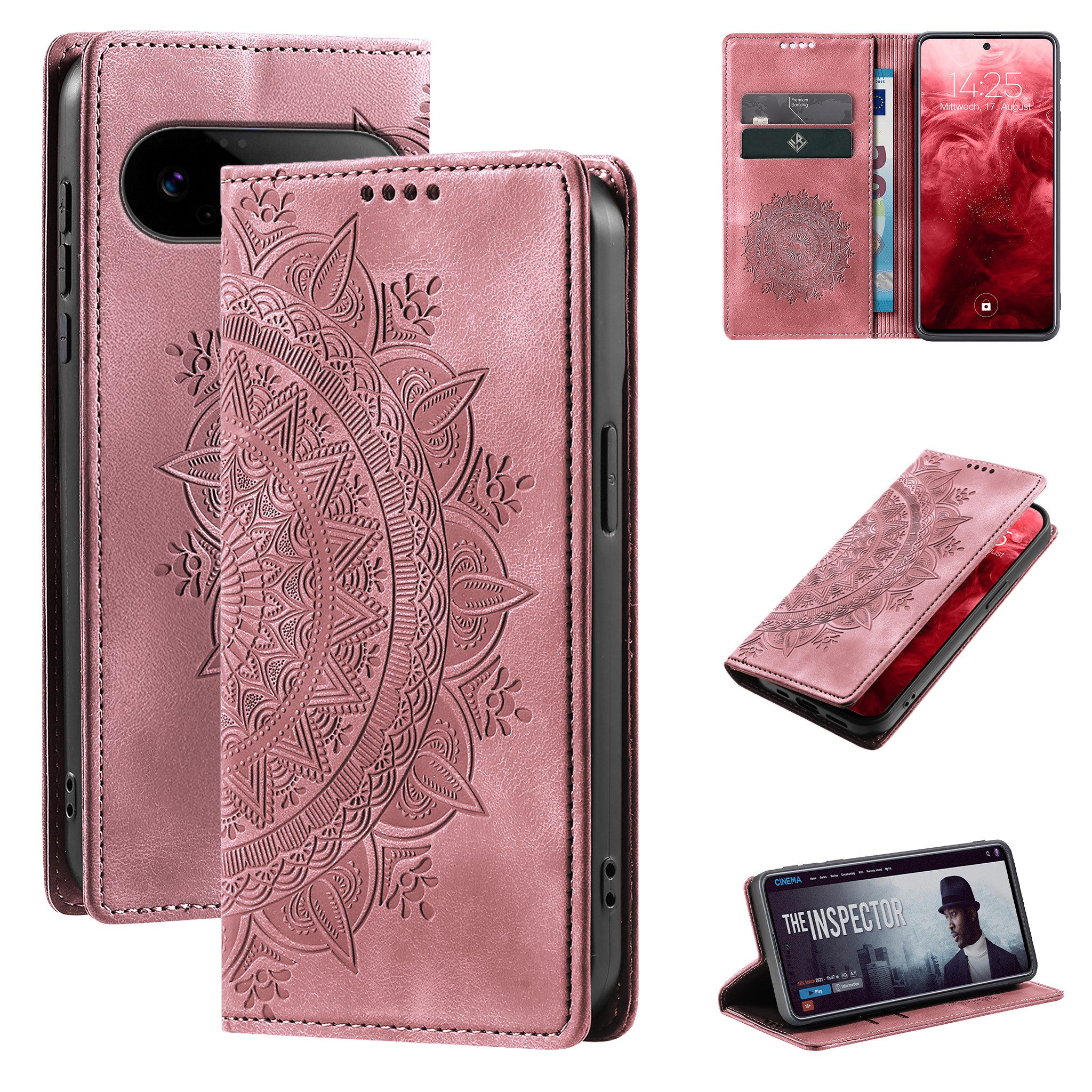 Tec-Expert Handyhülle Mandala Hülle Cover für Google Pixel 11 Pro XL 6.8 Zoll, 6.8", Klapphülle Case Tasche mit Kartenfächern und RFID Schutz