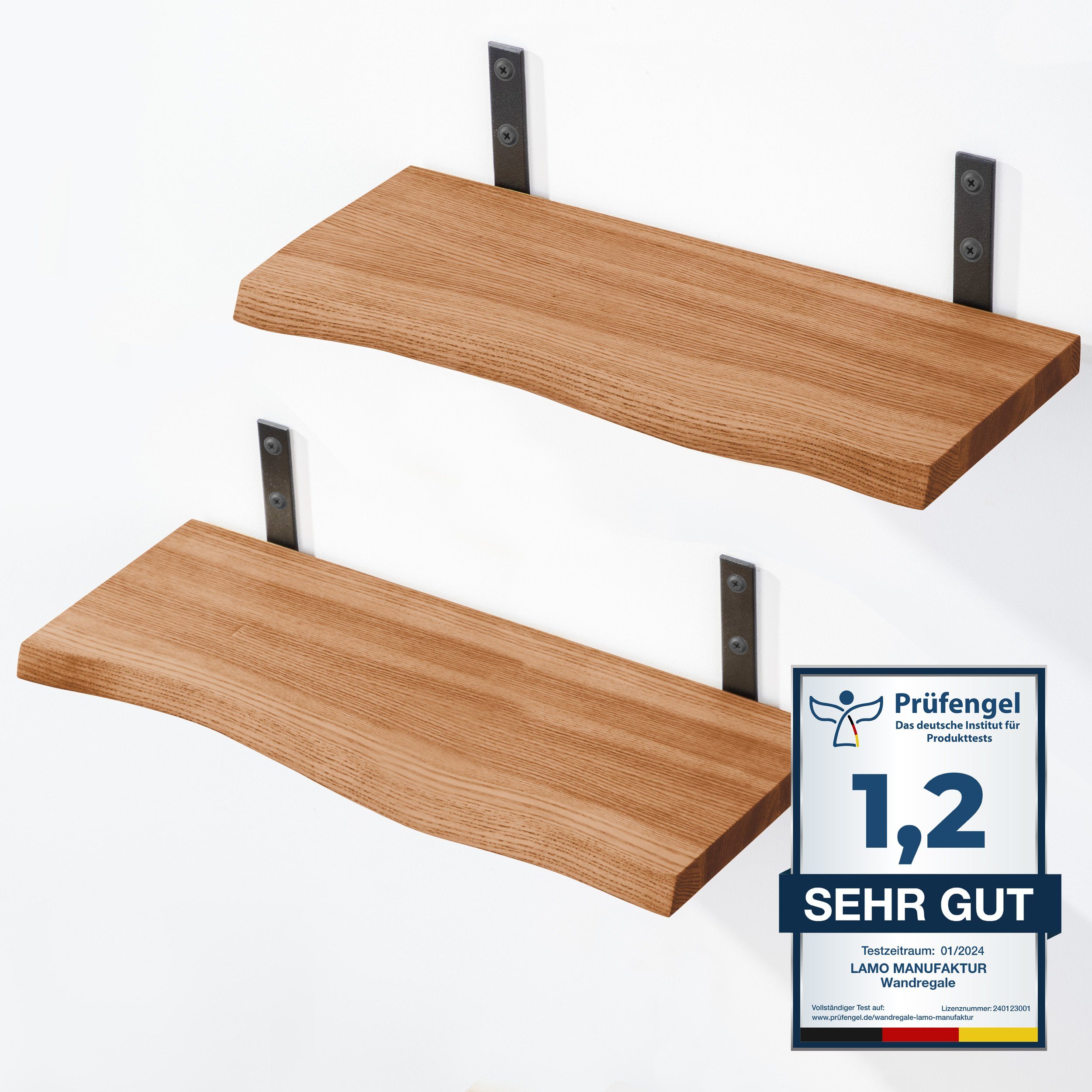LAMO Manufaktur Wandregal LAMO Manufaktur 2 Stück Wandregal Holz 2x 42cm, S günstig online kaufen