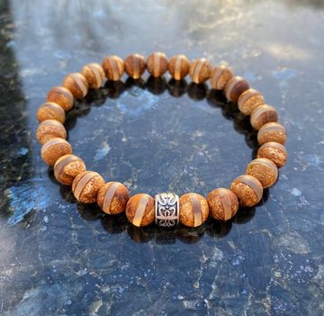 NAHLE Perlenarmband Tibet Achat Naturstein Armband (1-tlg), handmade, dehnbares Band - Wunschgröße möglich 15cm-24cm