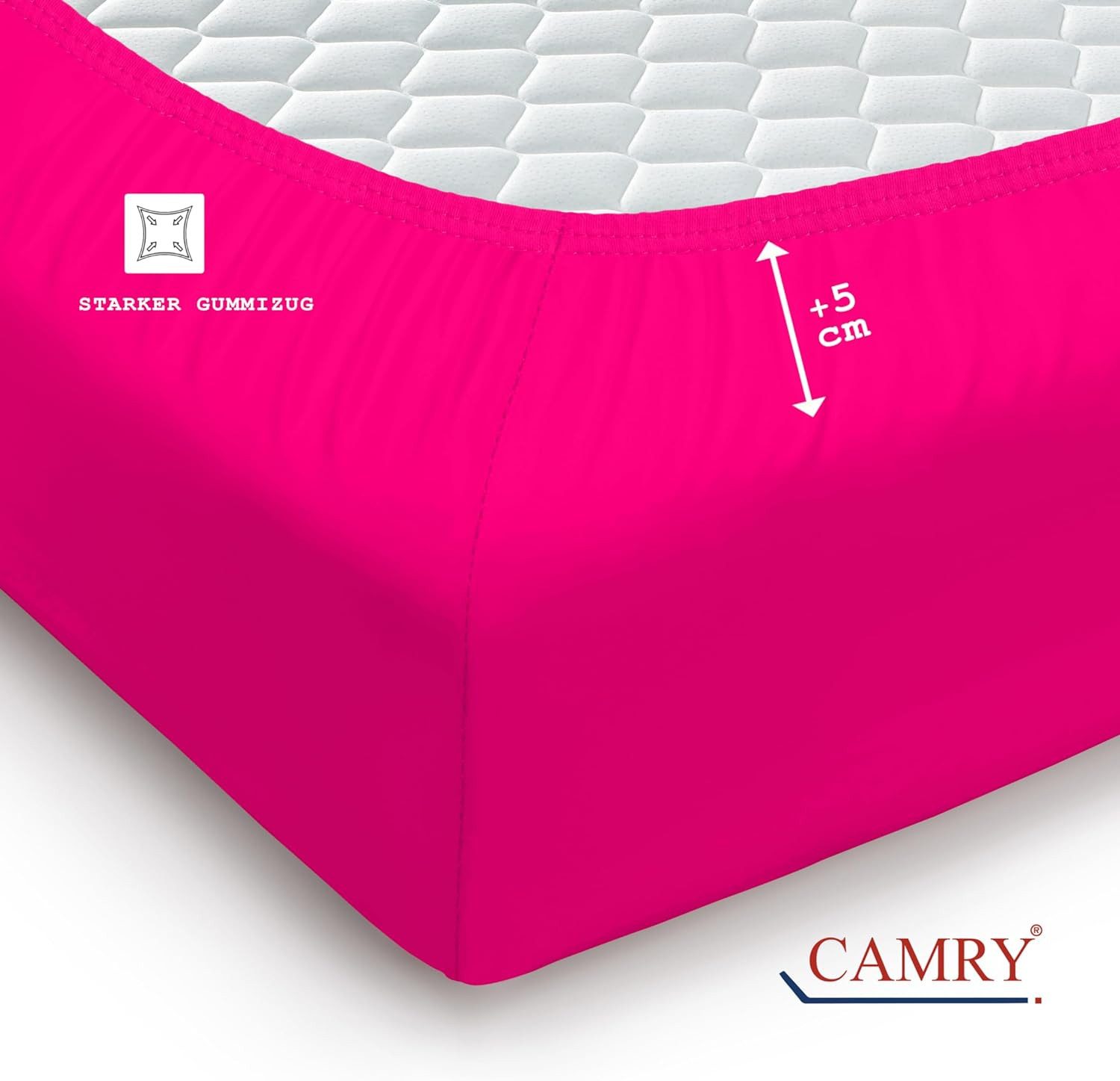Camry Spannbettlaken CLASSIC Jersey 100% Baumwolle Spannbetttuch atmungsaktiv Gummizug, Jersey Baumwolle, Gummizug: rundum, 100% Baumwolle, alle Matratzenhöhen, – Bild 4 von 5
